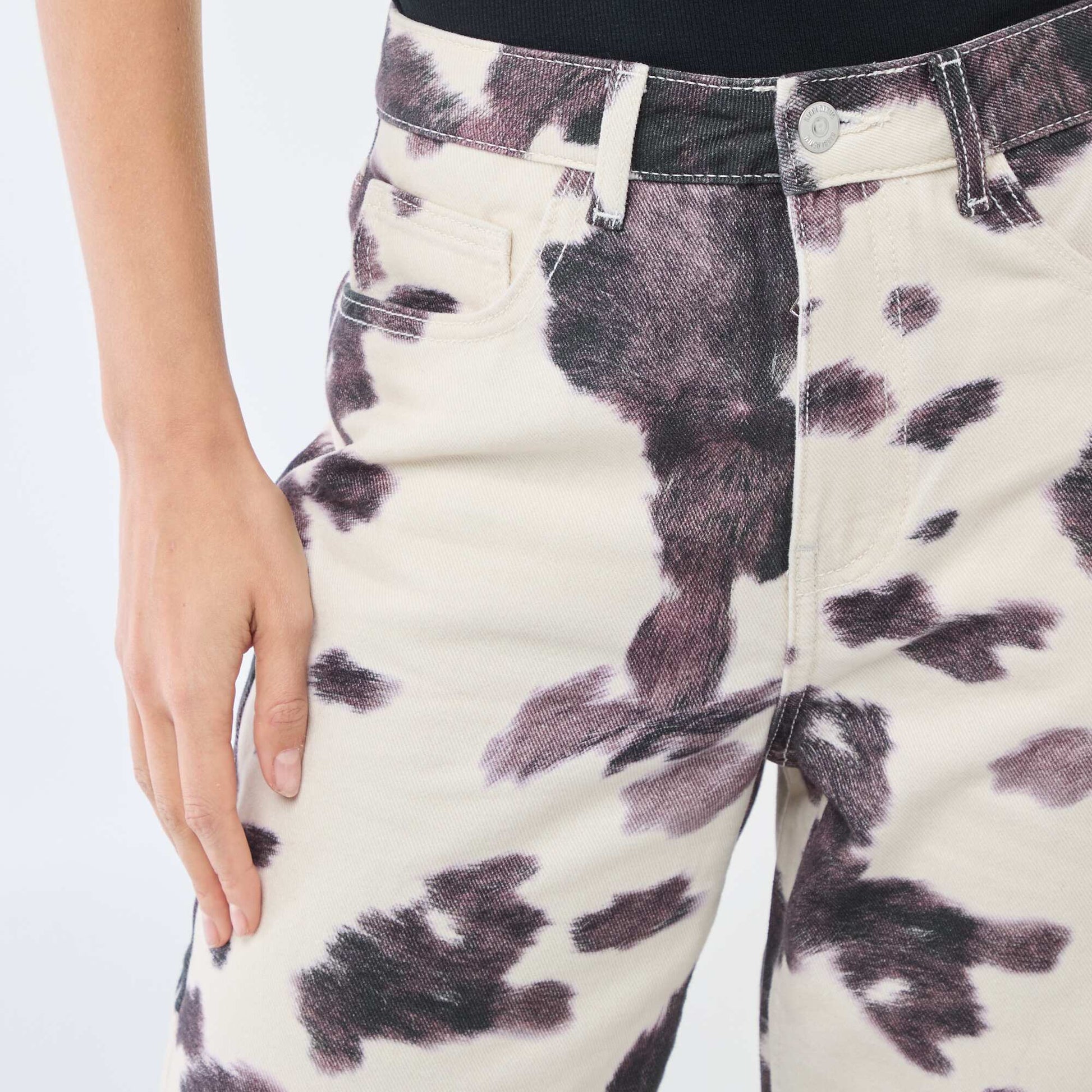 Pantalon large imprimé vache MARRON