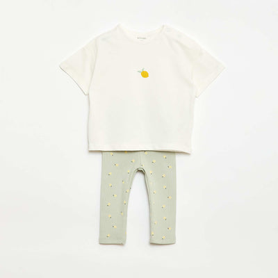 Ensemble 2 pièces T-shirt + legging JAUNE