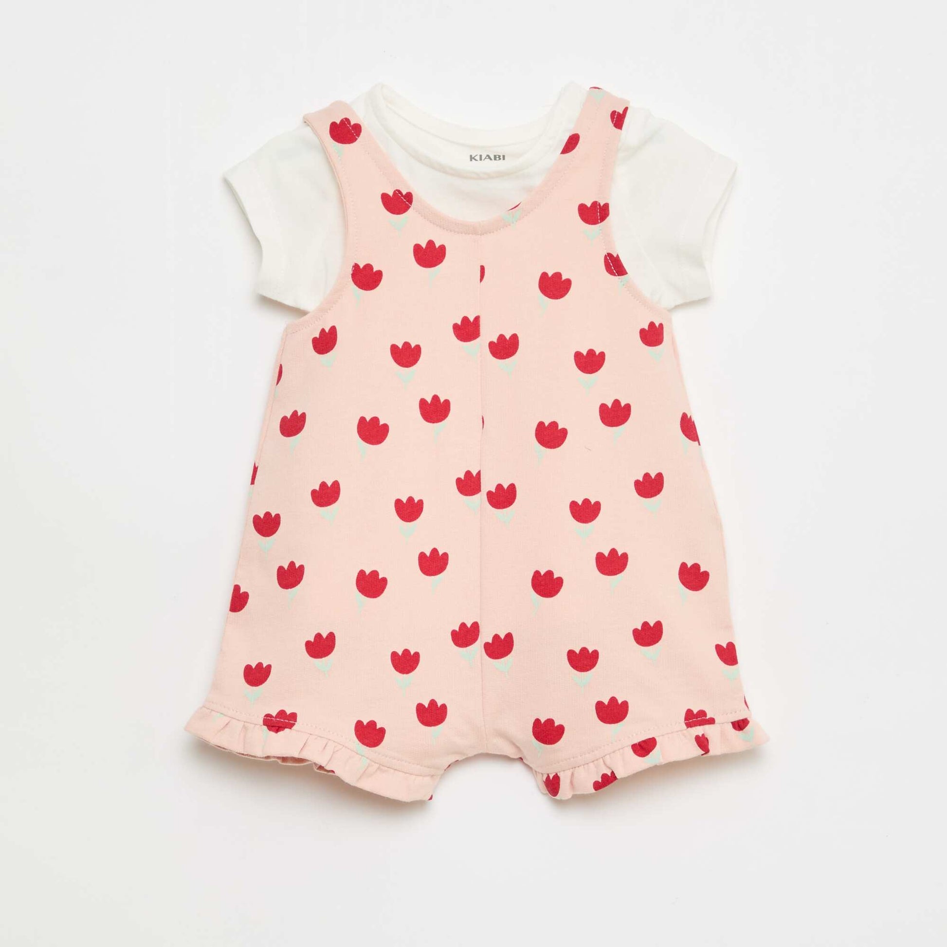 Ensemble 2 pièces T-shirt + combishort ROSE