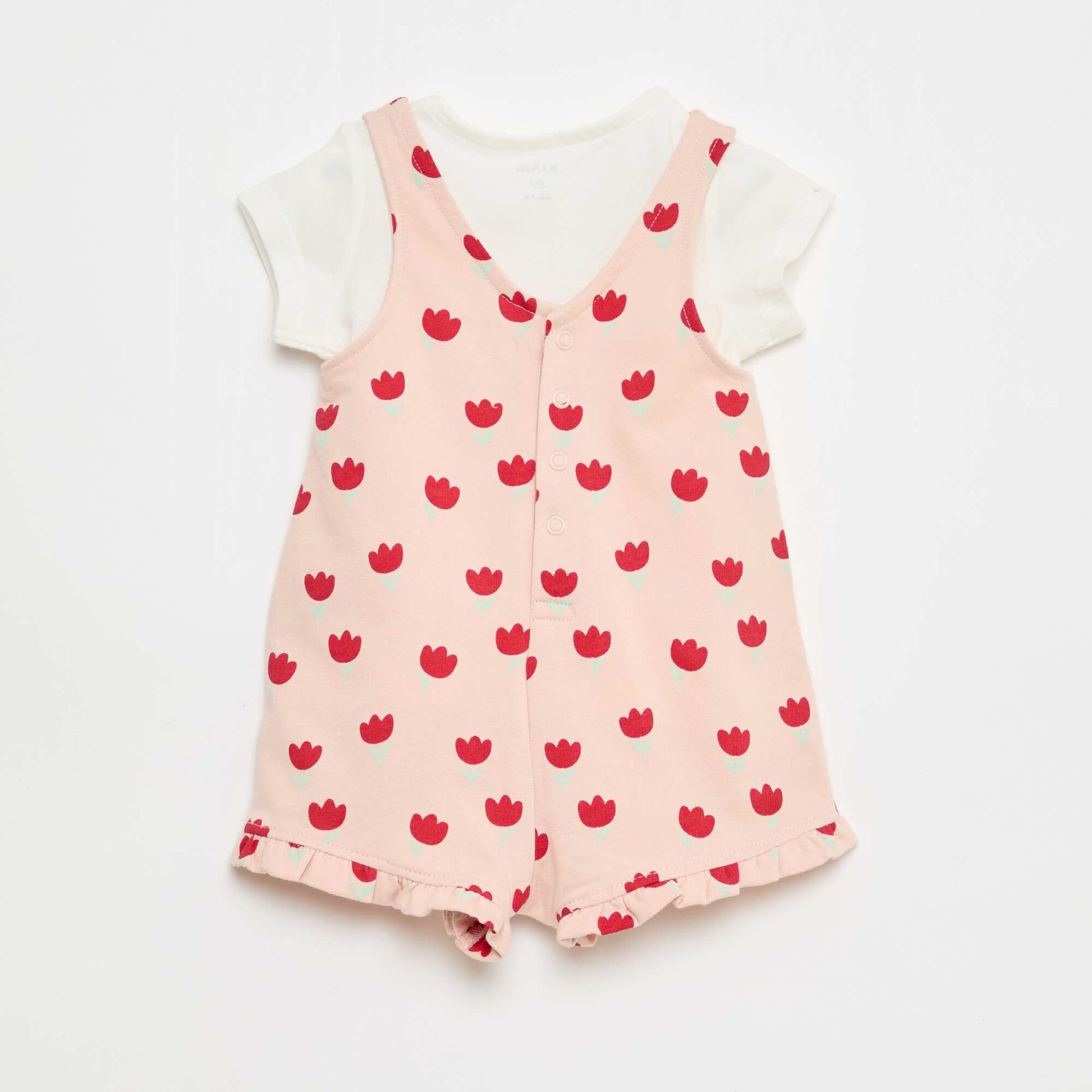 Ensemble 2 pièces T-shirt + combishort ROSE