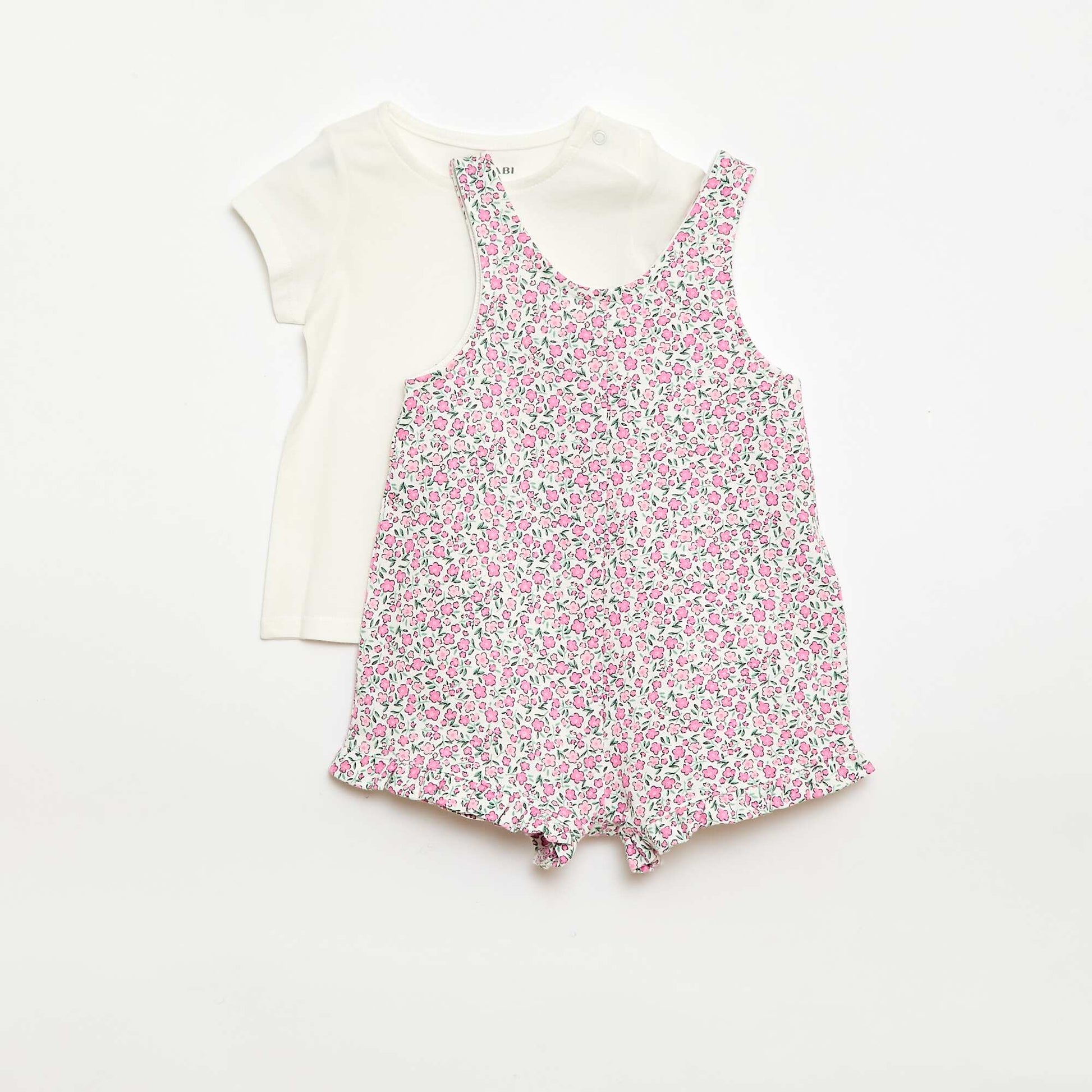 Ensemble 2 pièces T-shirt + combishort ROSE