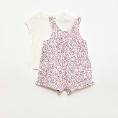 Ensemble 2 pièces T-shirt + combishort ROSE