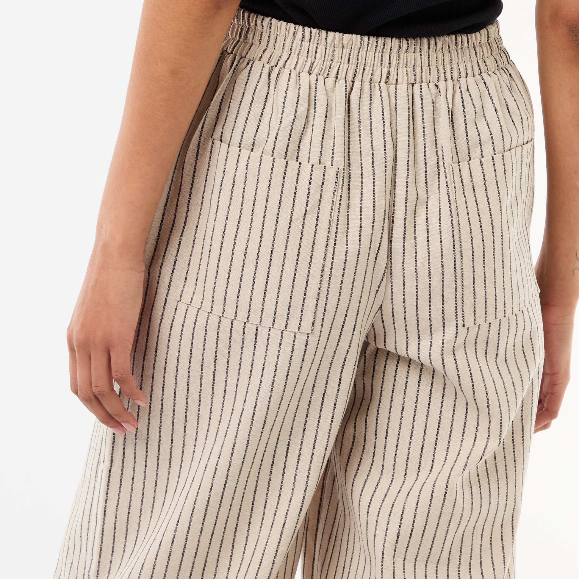Pantalon large en lin mélangé BEIGE