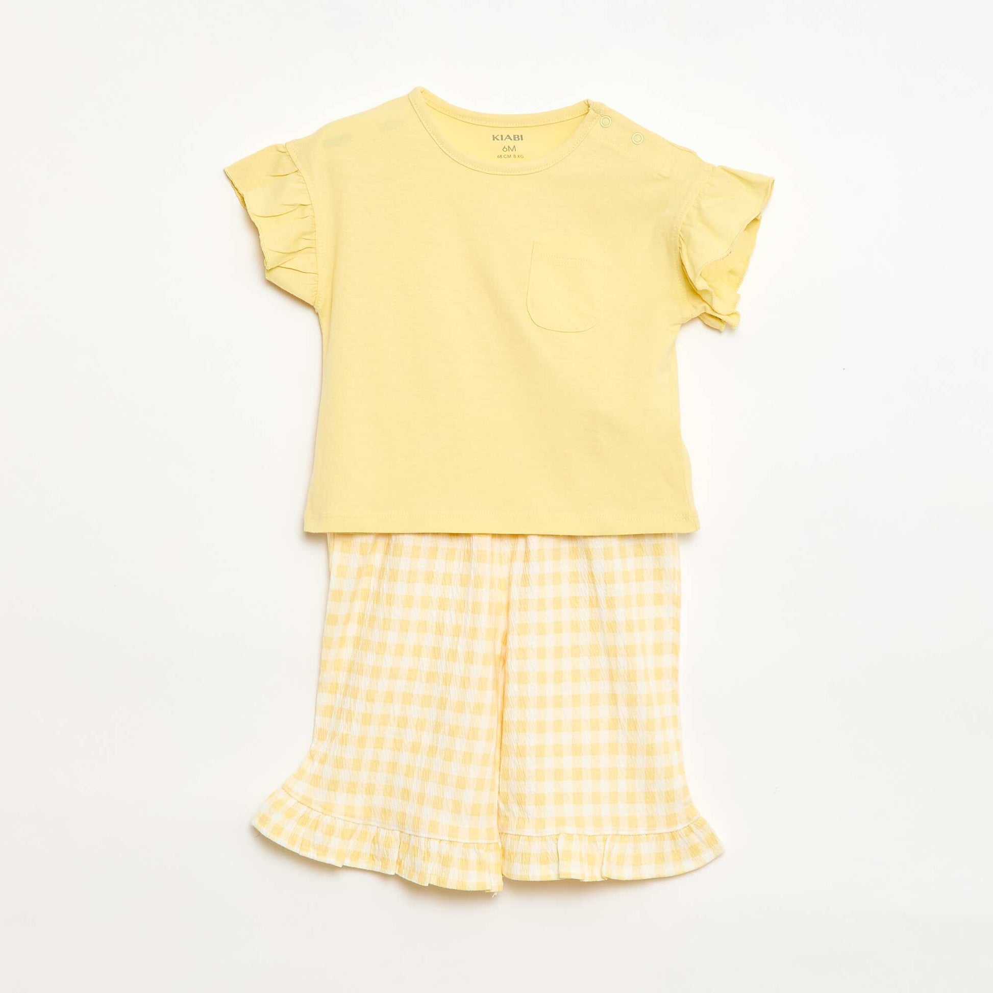 Ensemble t-shirt + pantalon - 2 poches JAUNE