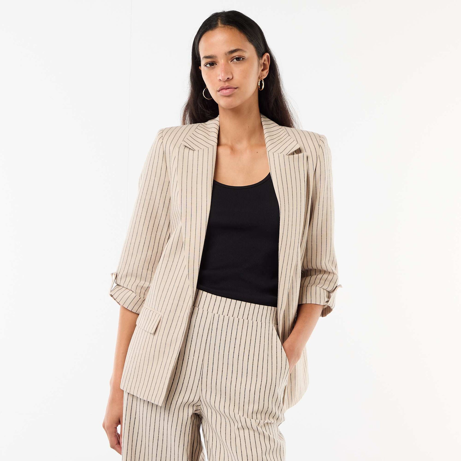 Veste blazer coupe longue BEIGE