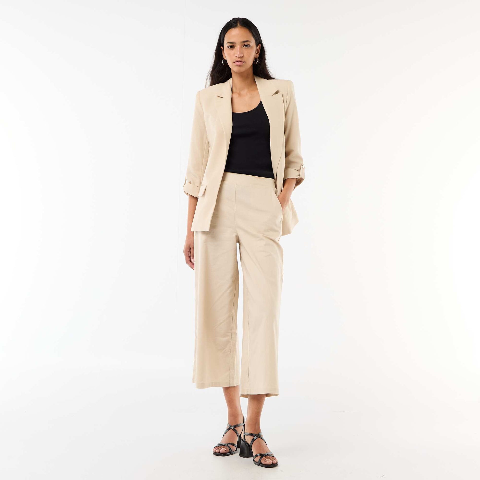 Veste blazer coupe longue BEIGE