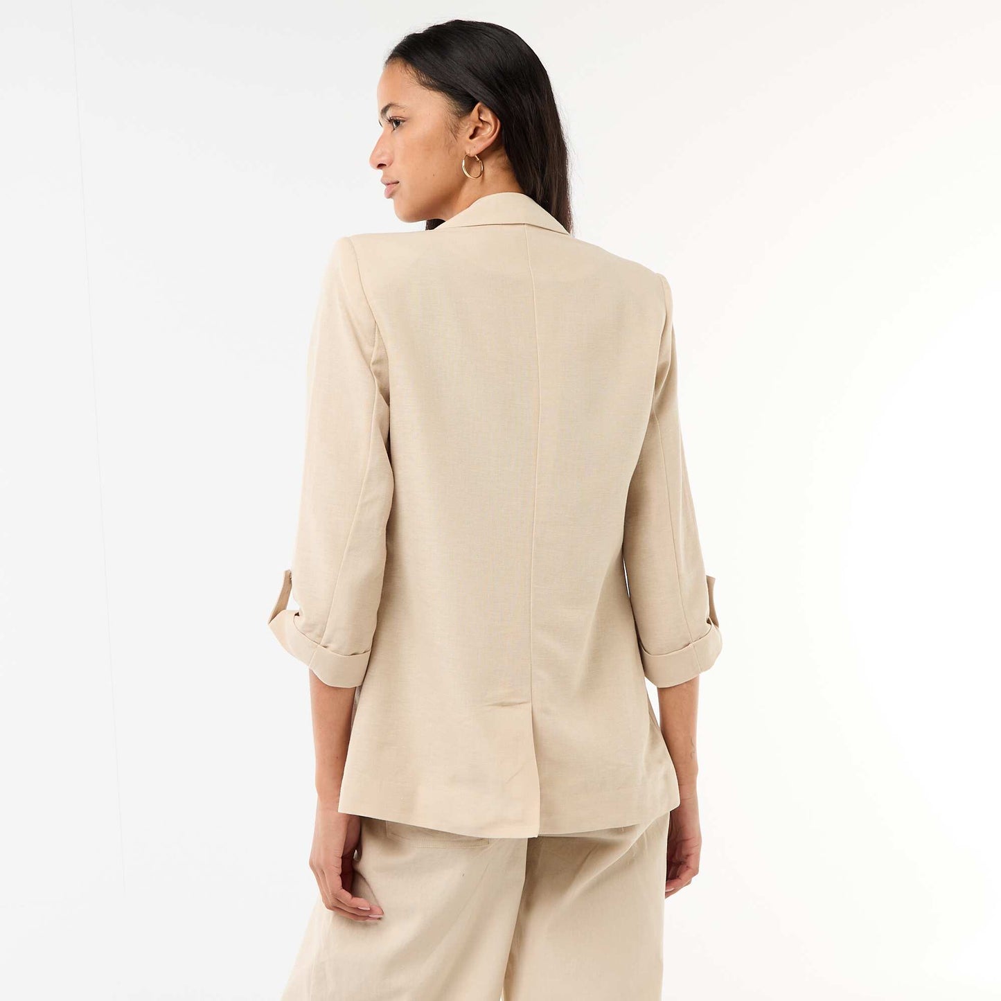 Veste blazer coupe longue BEIGE