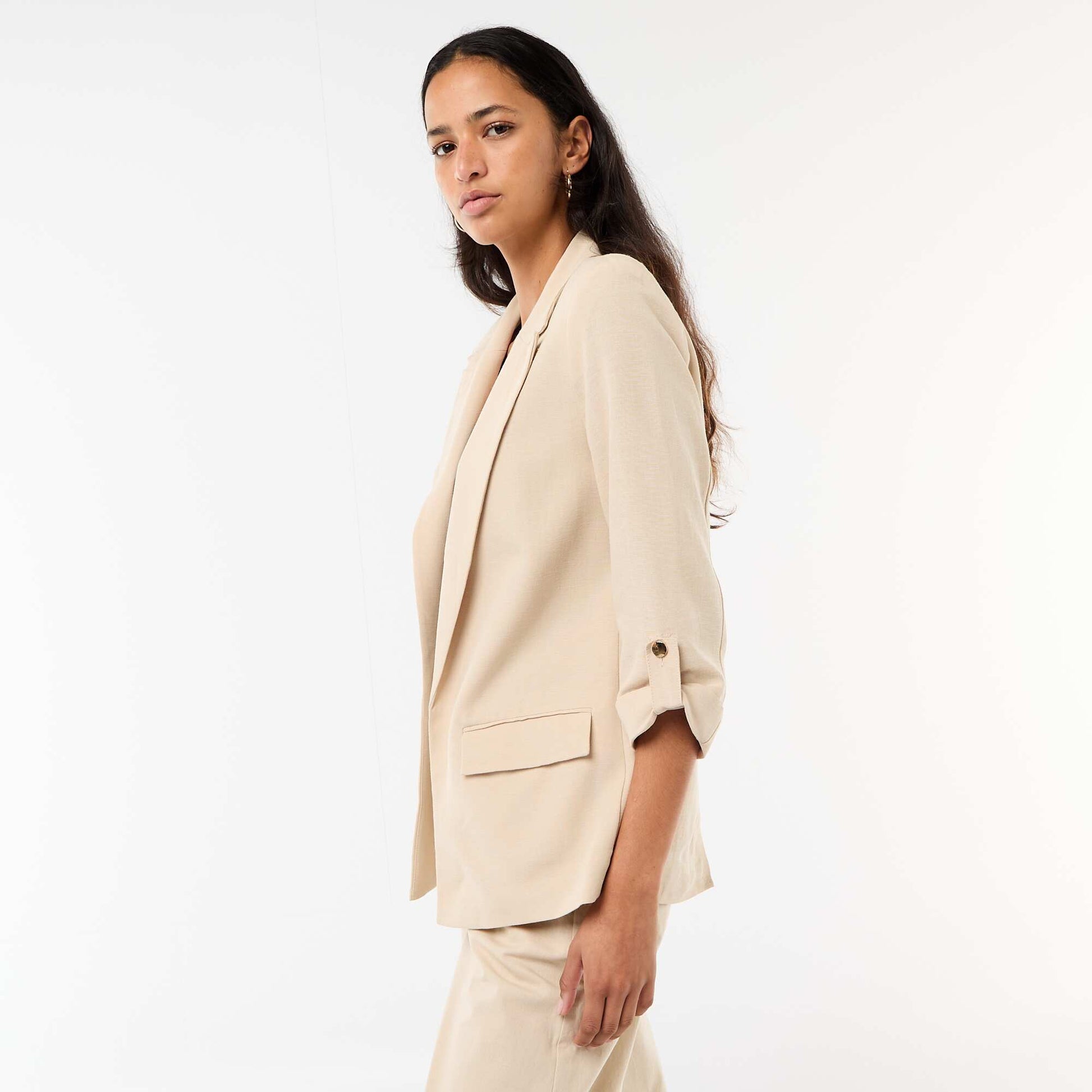 Veste blazer coupe longue BEIGE