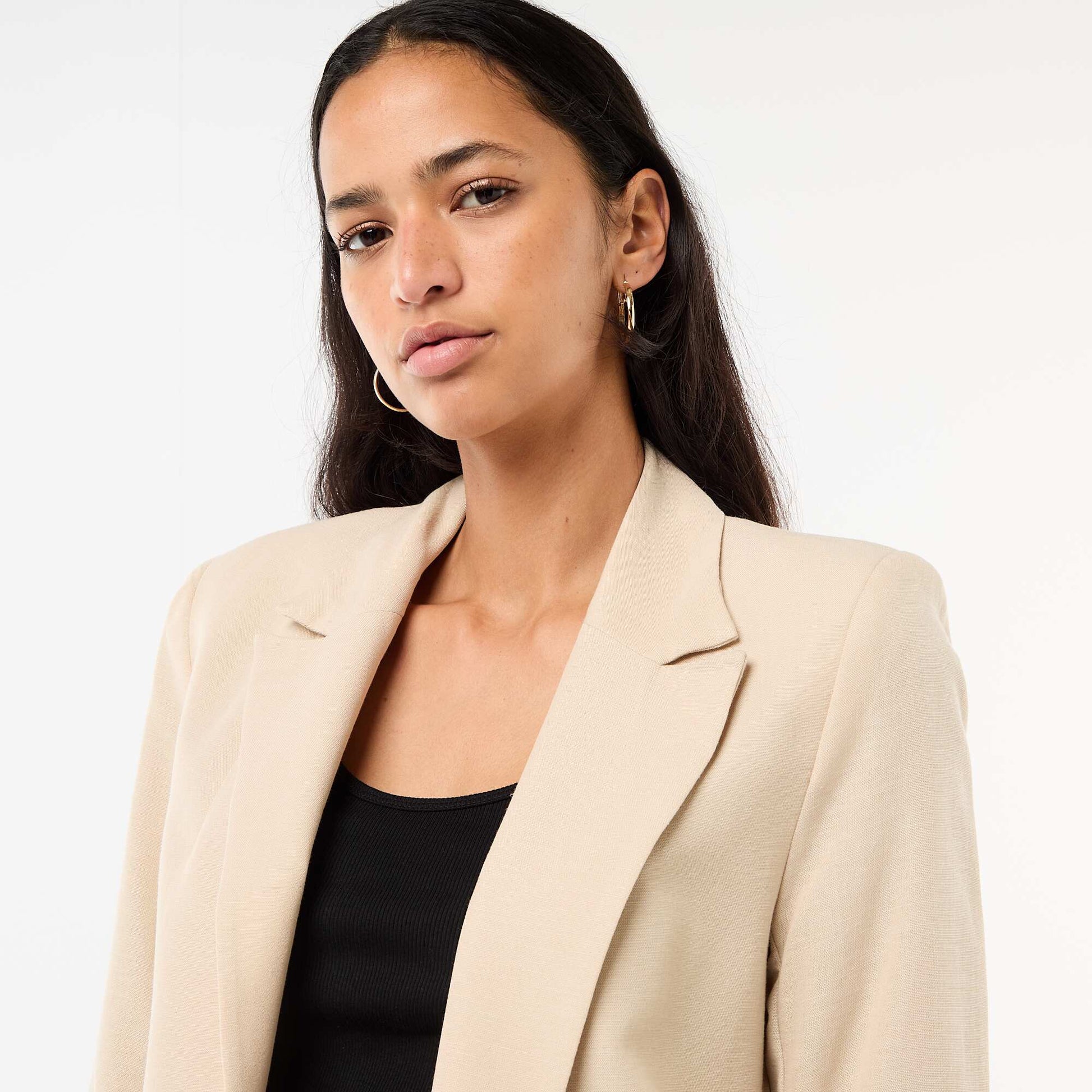 Veste blazer coupe longue BEIGE