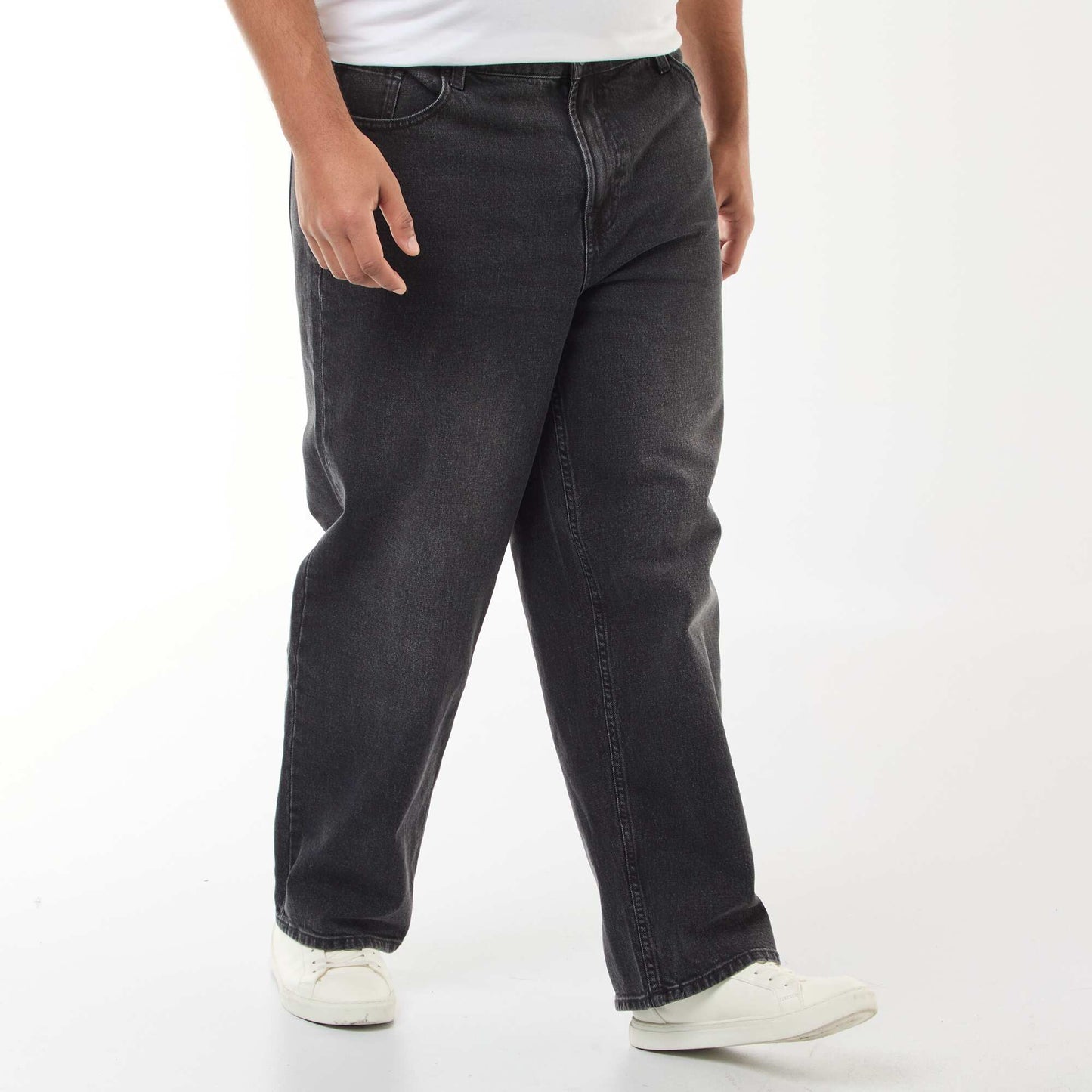 Pantalon denim coupe relaxed fit NOIR