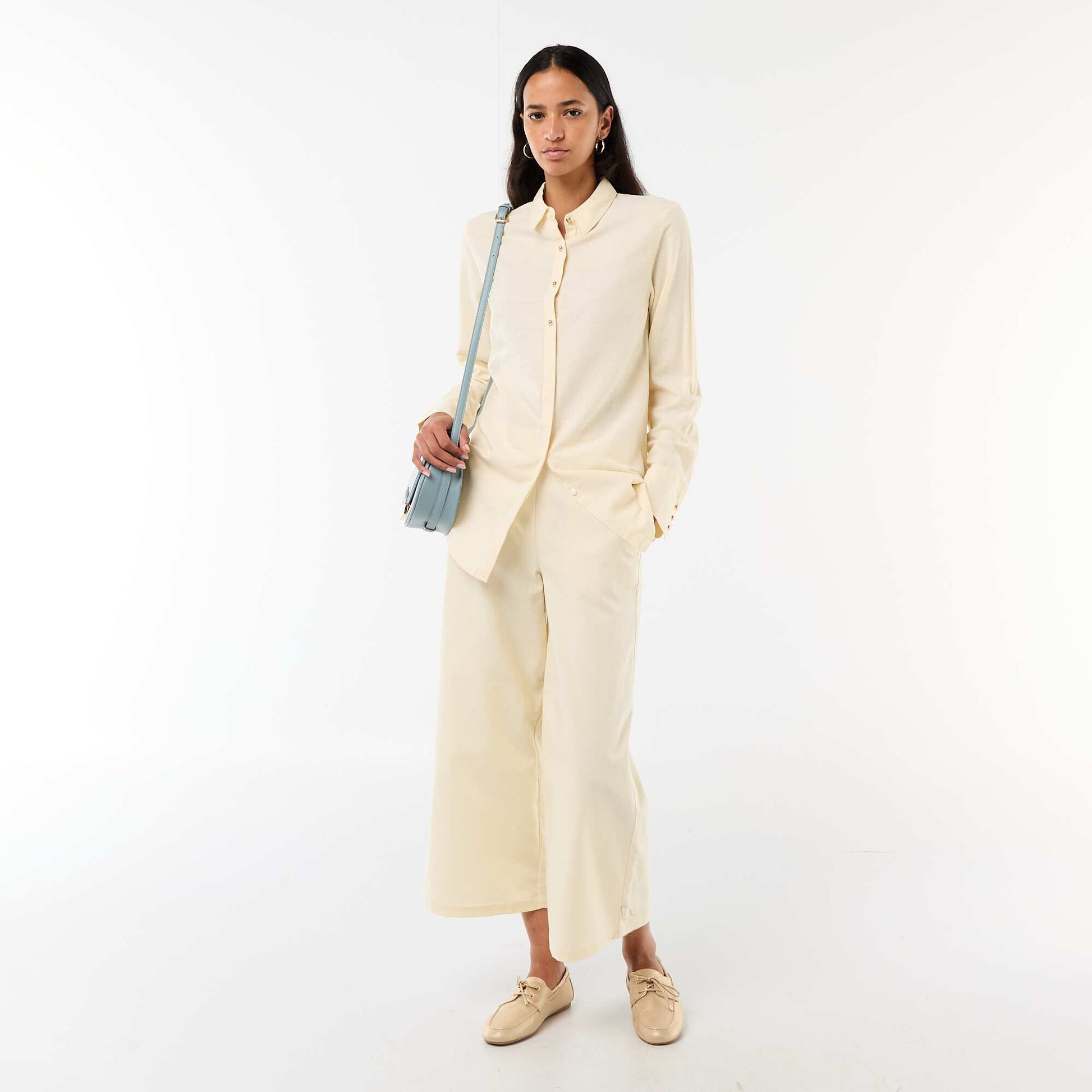 Chemisier avec boutonnage doré BEIGE