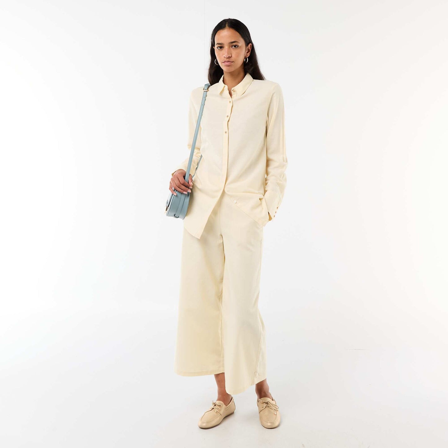 Chemisier avec boutonnage doré BEIGE