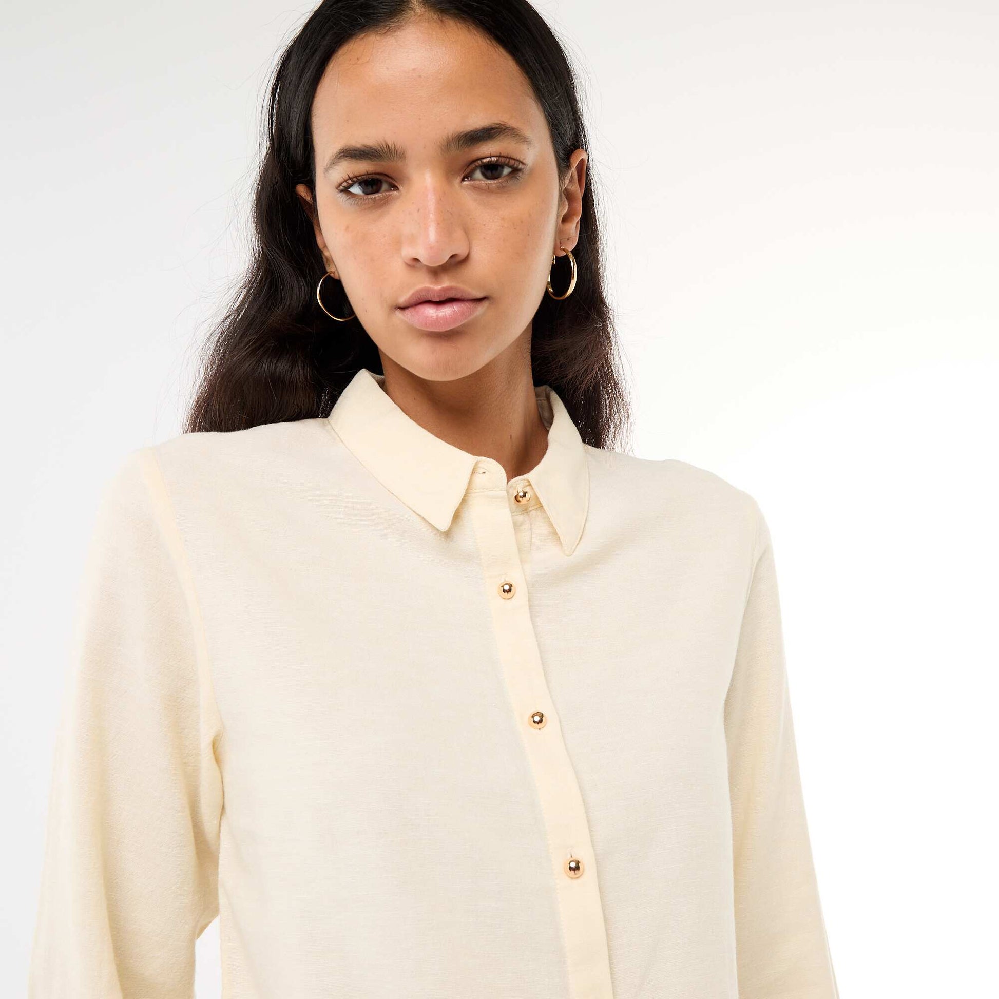 Chemisier avec boutonnage doré BEIGE