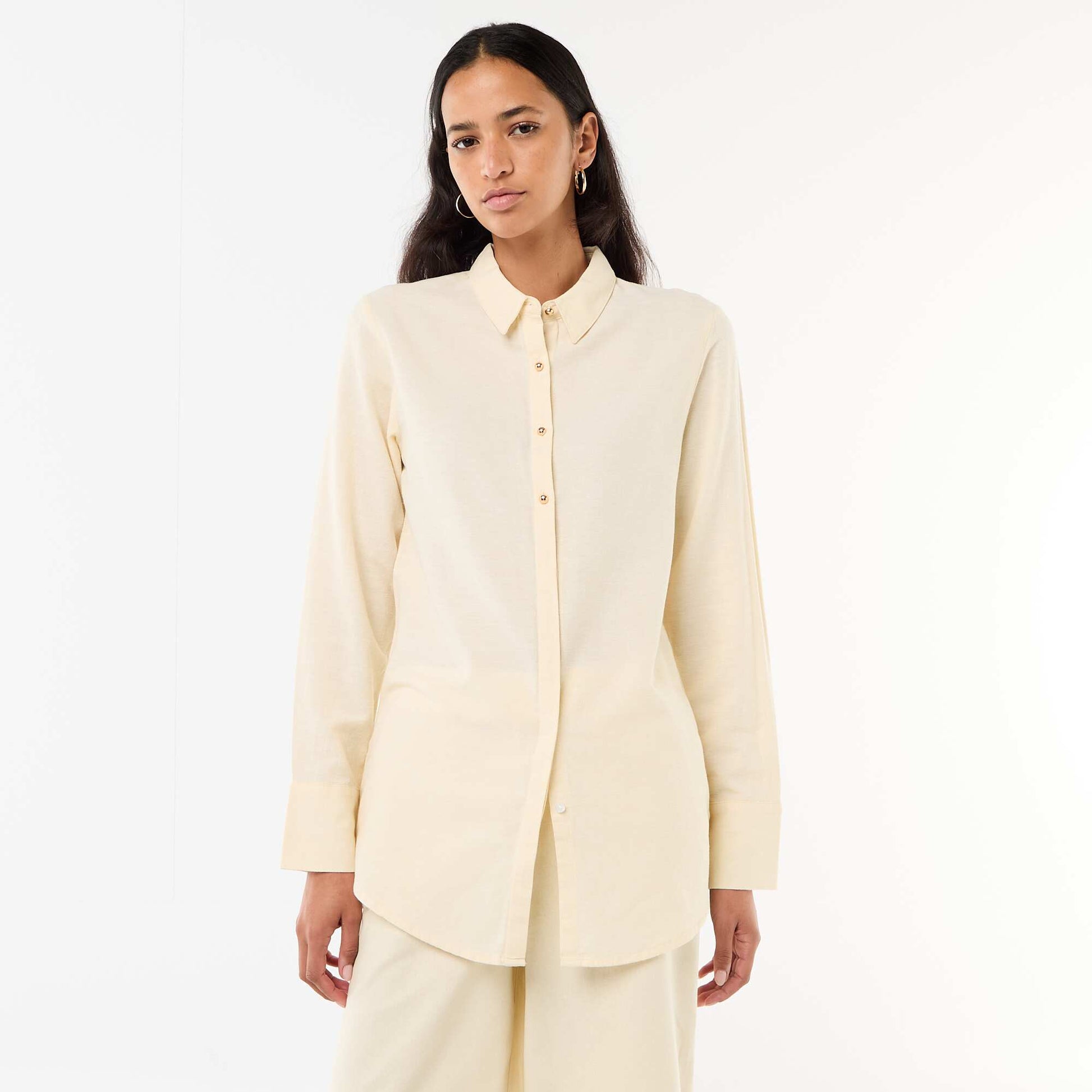 Chemisier avec boutonnage doré BEIGE