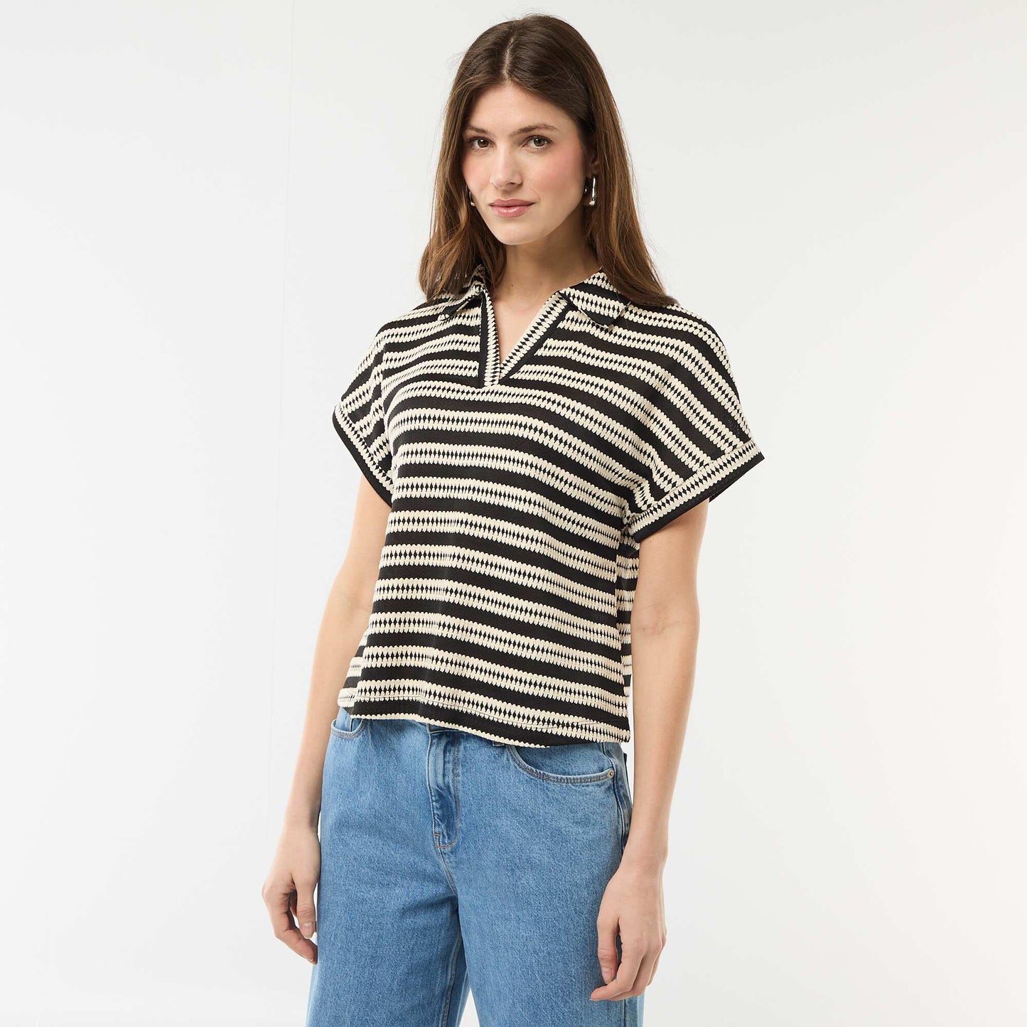 T-shirt forme polo coloré BEIGE
