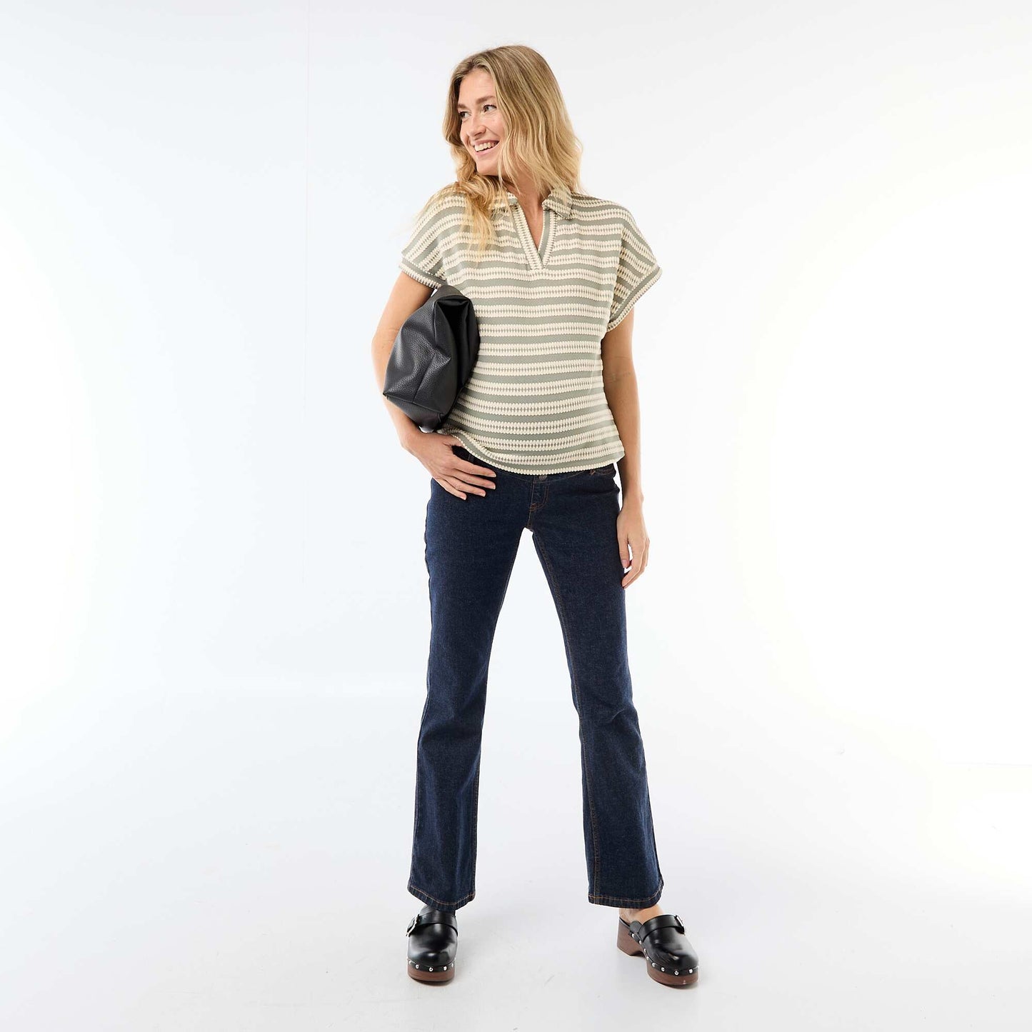 T-shirt forme polo coloré BLANC