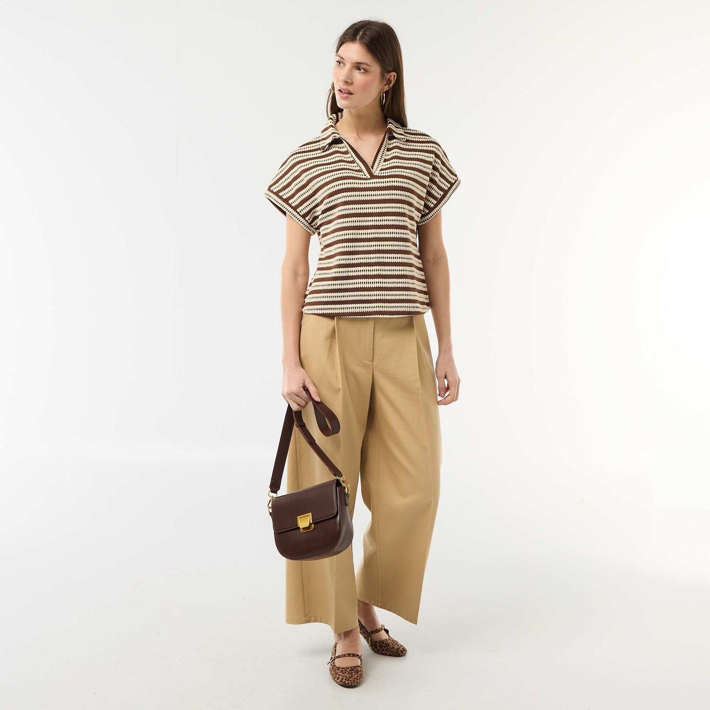 T-shirt forme polo coloré BLANC