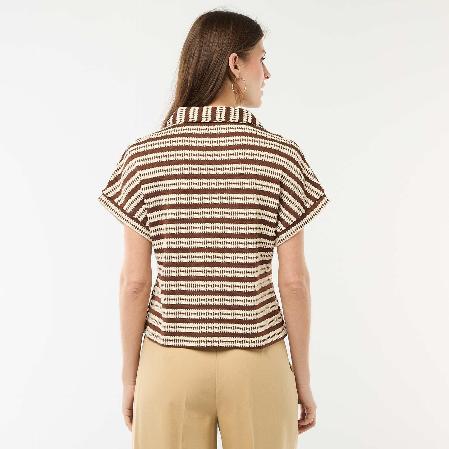 T-shirt forme polo coloré BLANC