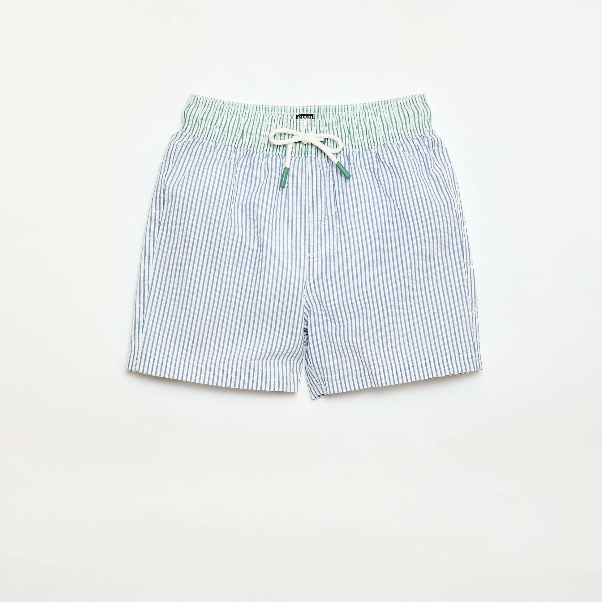 Short de bain rayé avec cordons de serrage BLEU