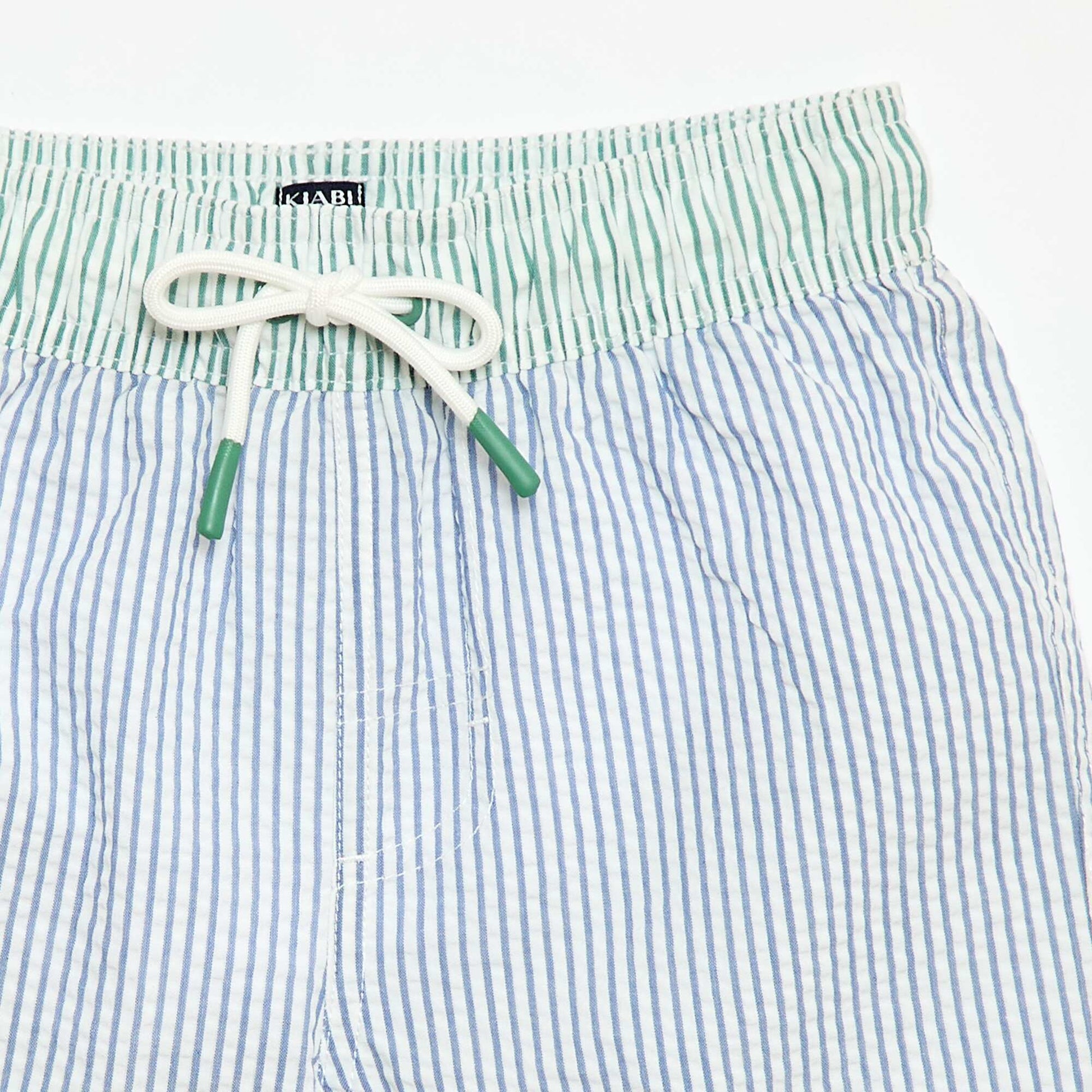 Short de bain rayé avec cordons de serrage BLEU