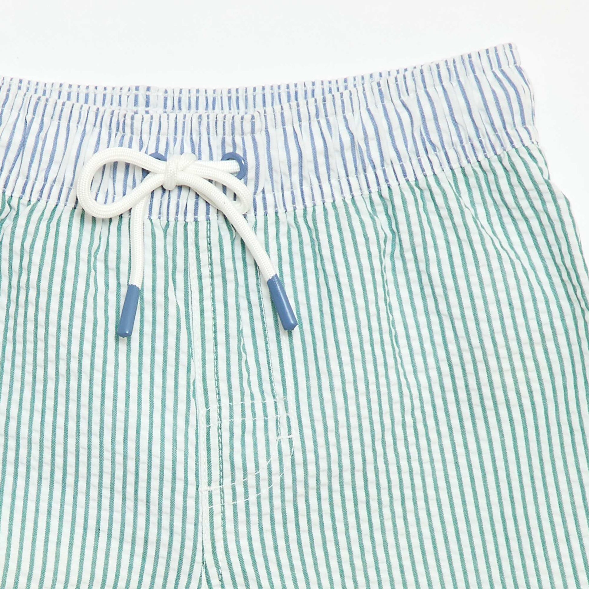 Short de bain rayé avec cordons de serrage VERT