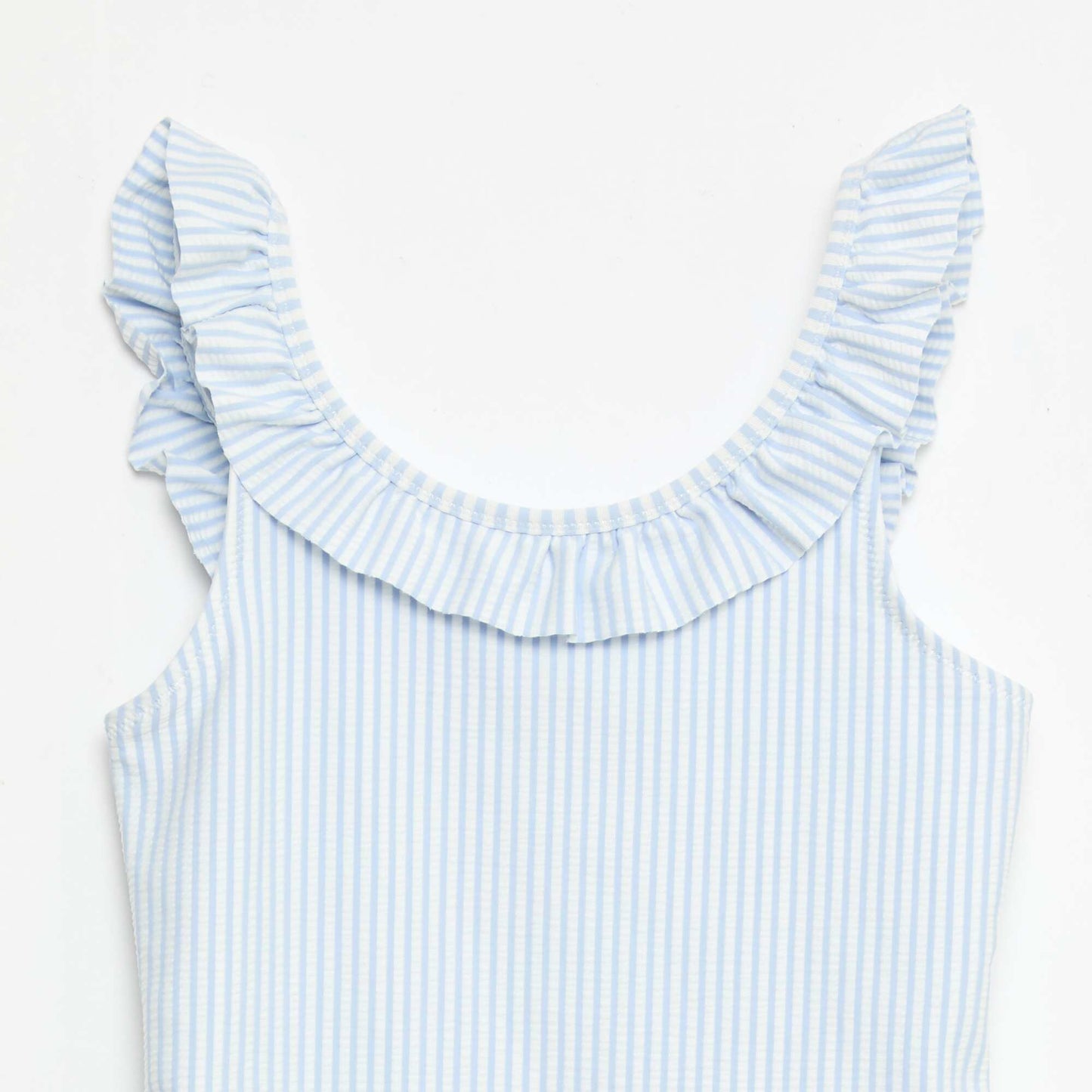 Maillot de bain rayé volanté extensible BLEU