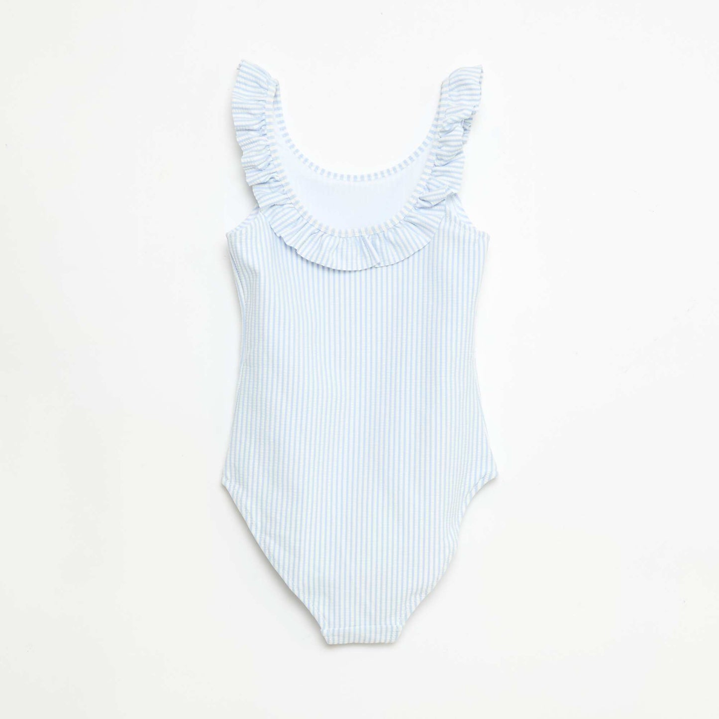 Maillot de bain rayé volanté extensible BLEU