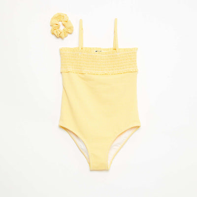 Maillot de bain smock + chouchou - 1 pièce JAUNE
