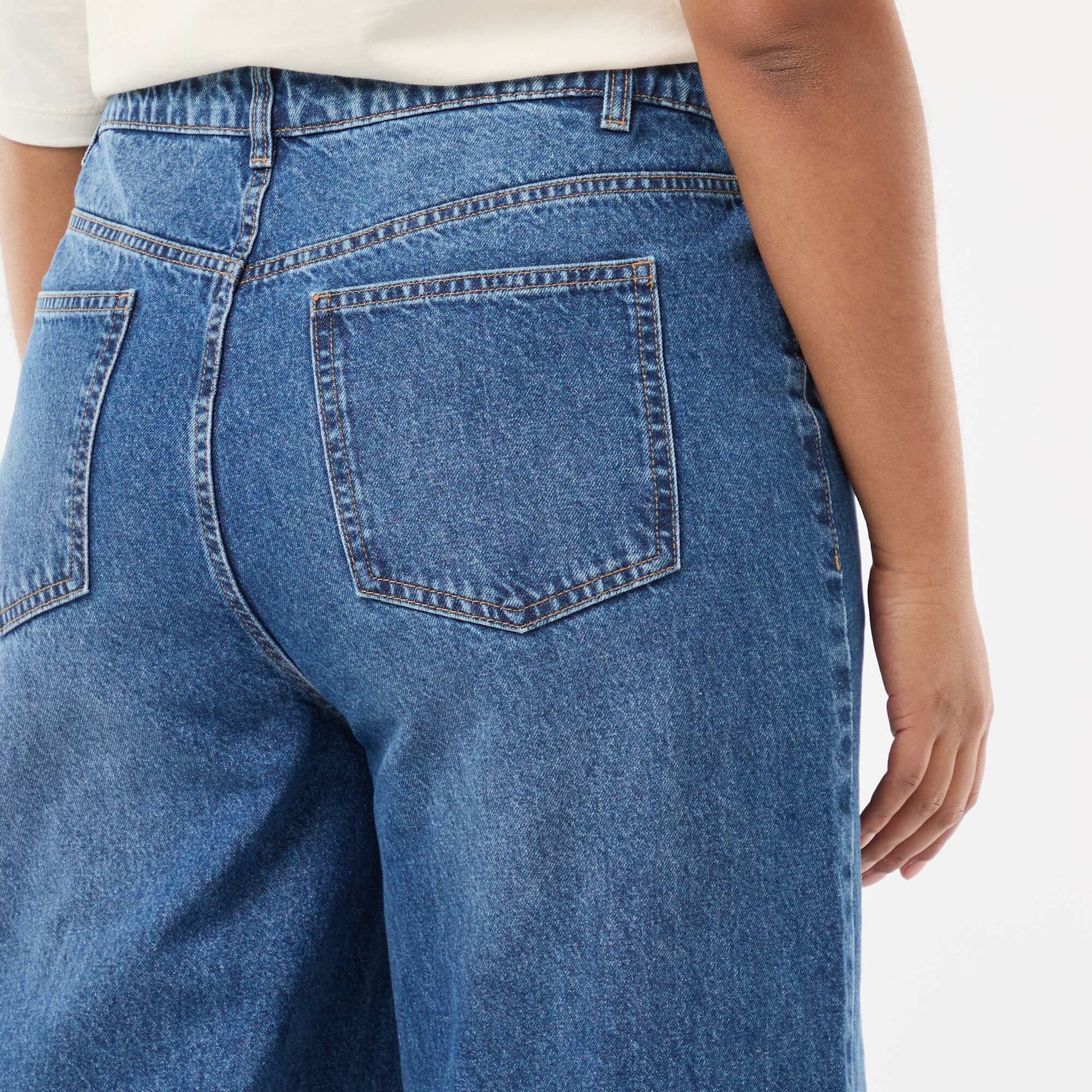 Jean wide leg taille haute avec plis devant DOUBLE STONE