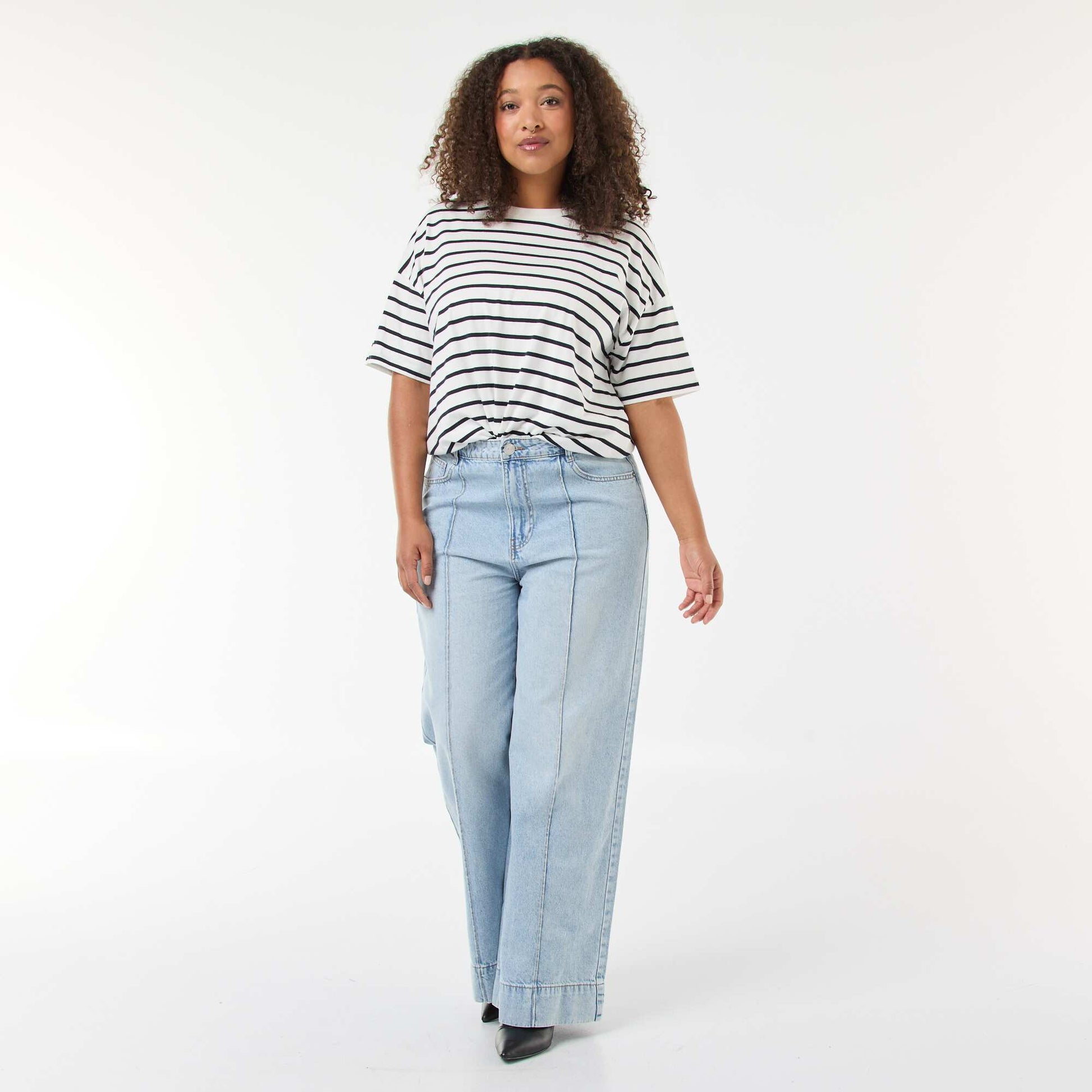 Jean wide leg taille haute avec plis devant TRIPLE STONE
