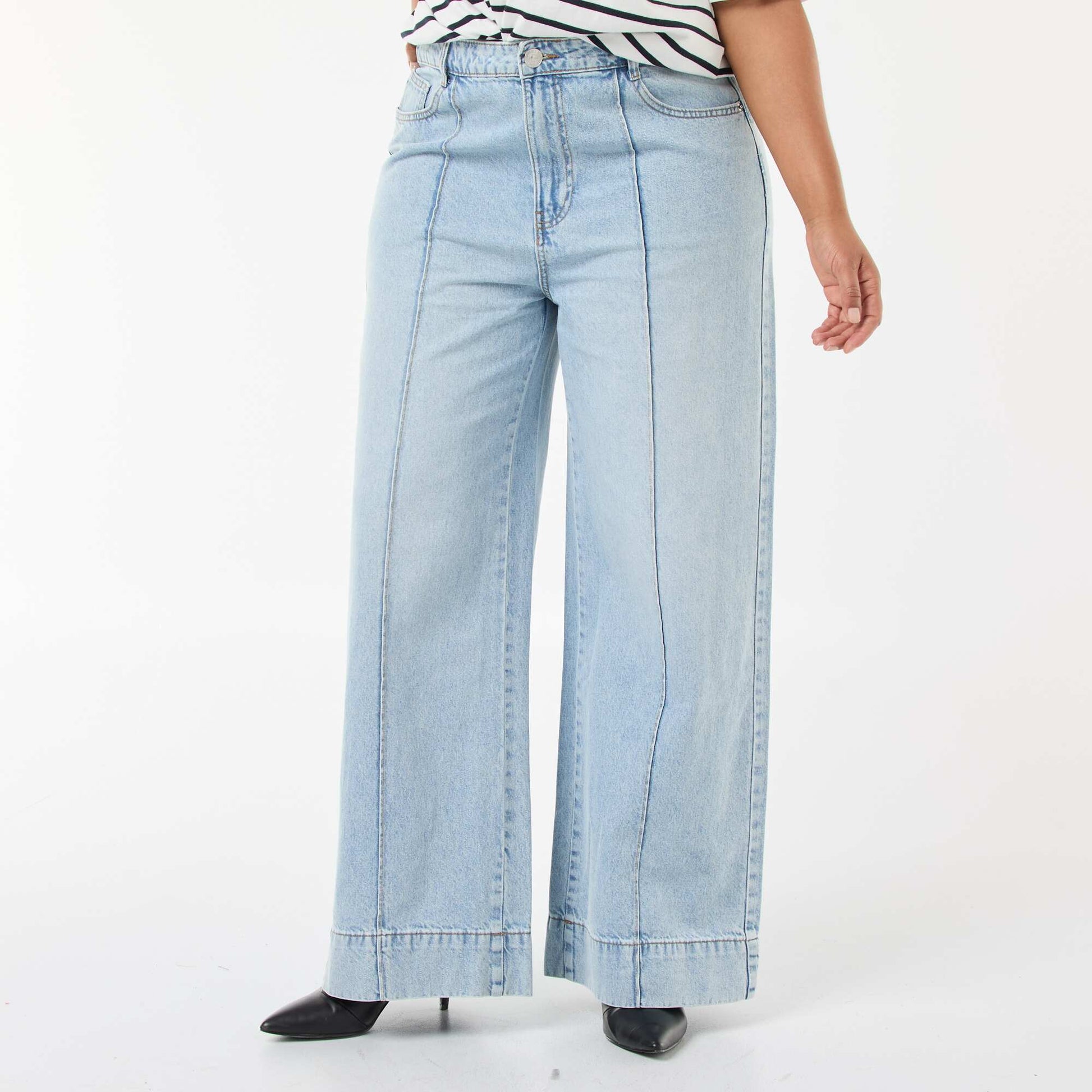 Jean wide leg taille haute avec plis devant TRIPLE STONE