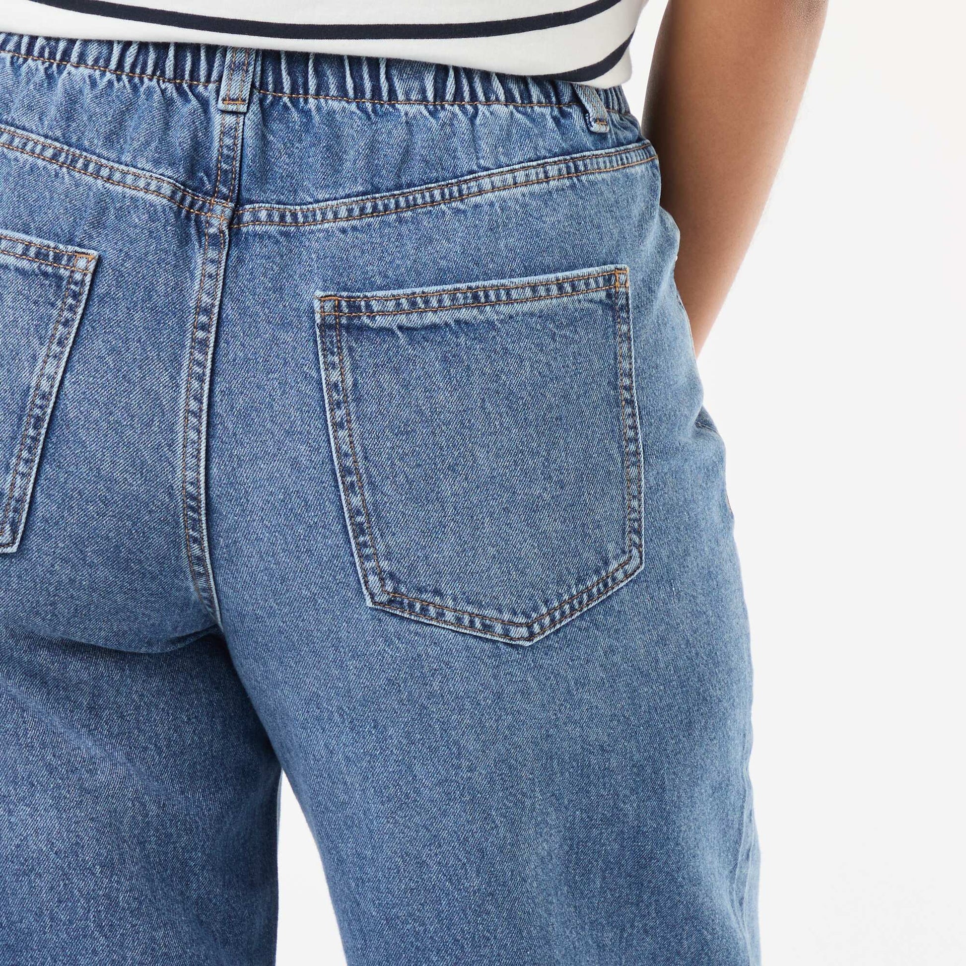 Jean wide leg avec bords à cru BLEU