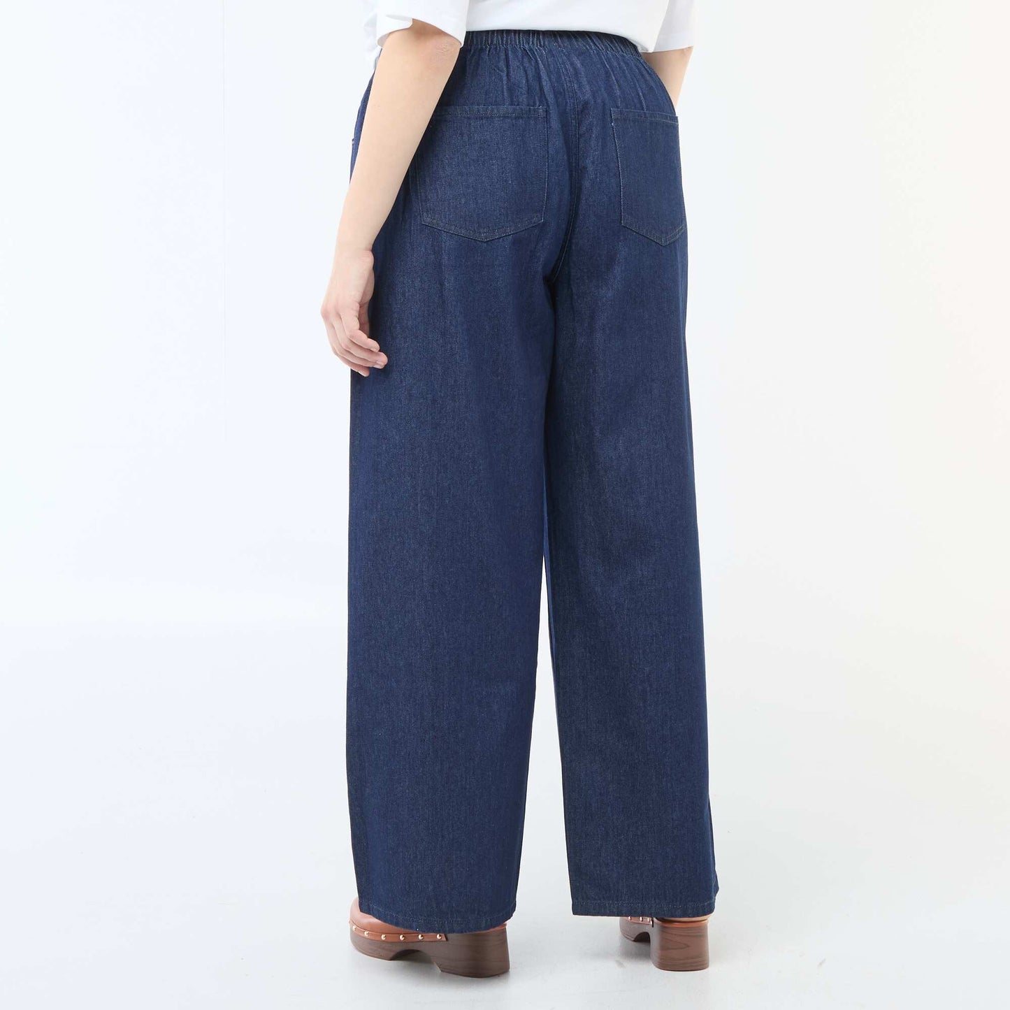 Pantalon denim / jean  taille basse et coupe large BLEU
