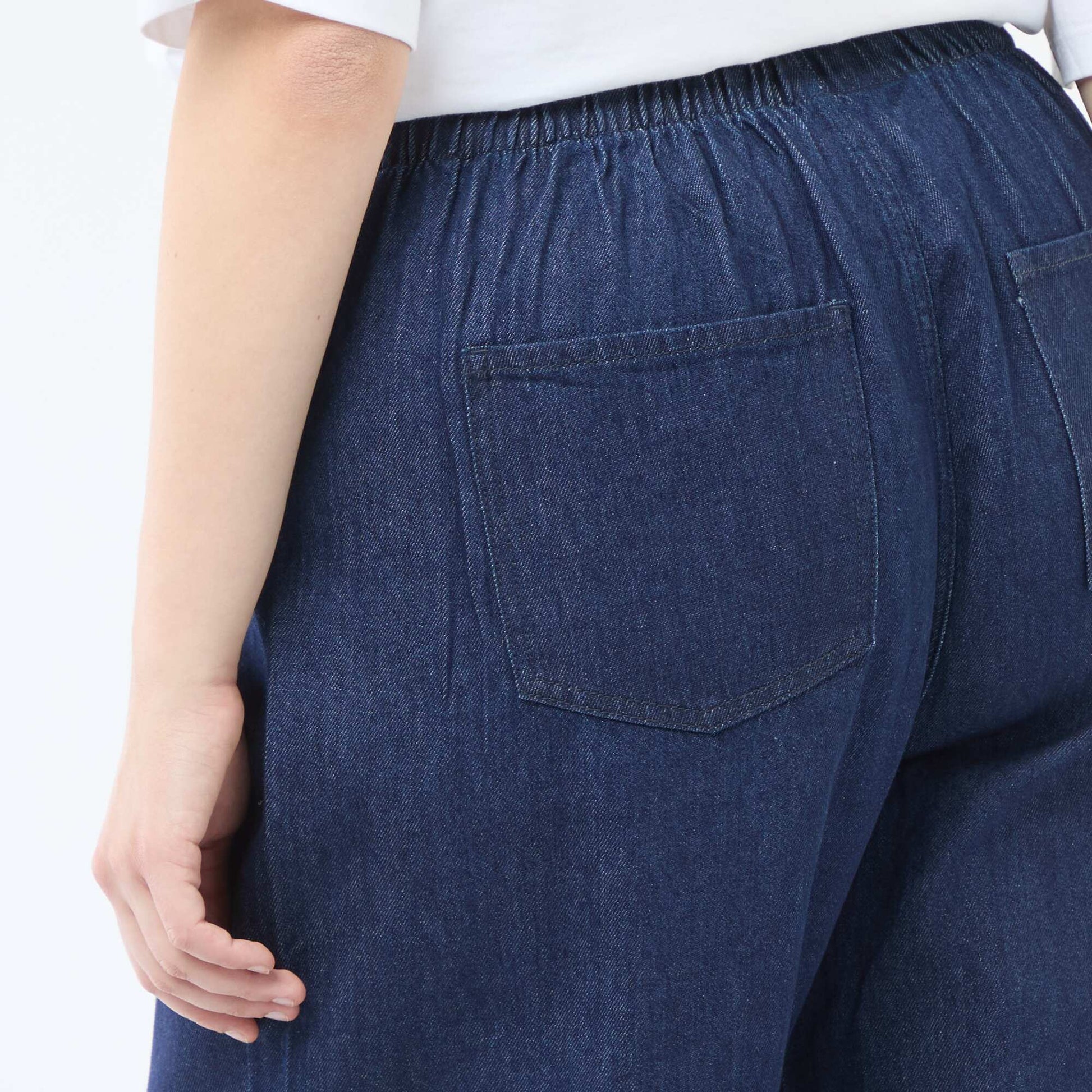 Pantalon denim / jean  taille basse et coupe large BLEU