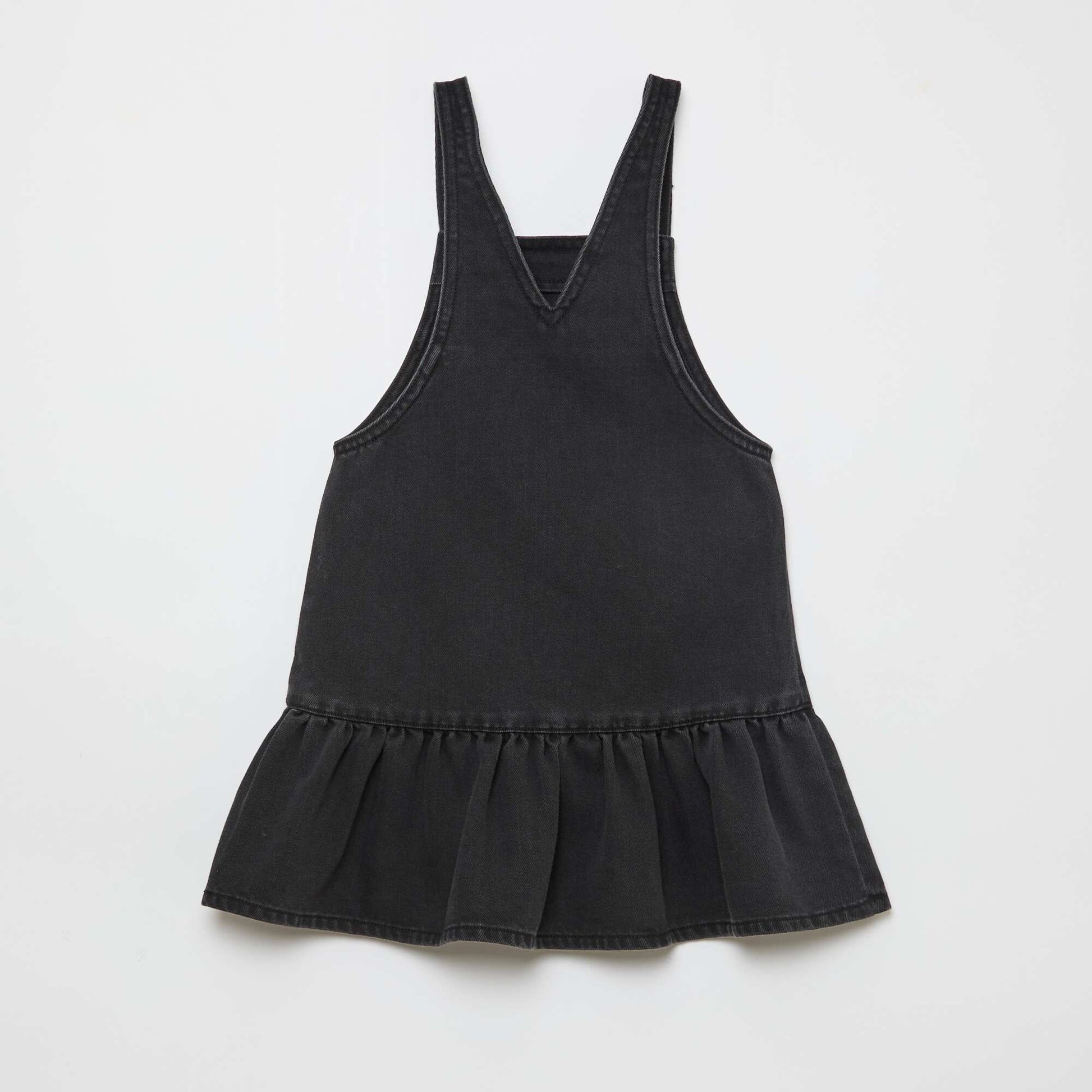 Robe salopette courte en jean NOIR