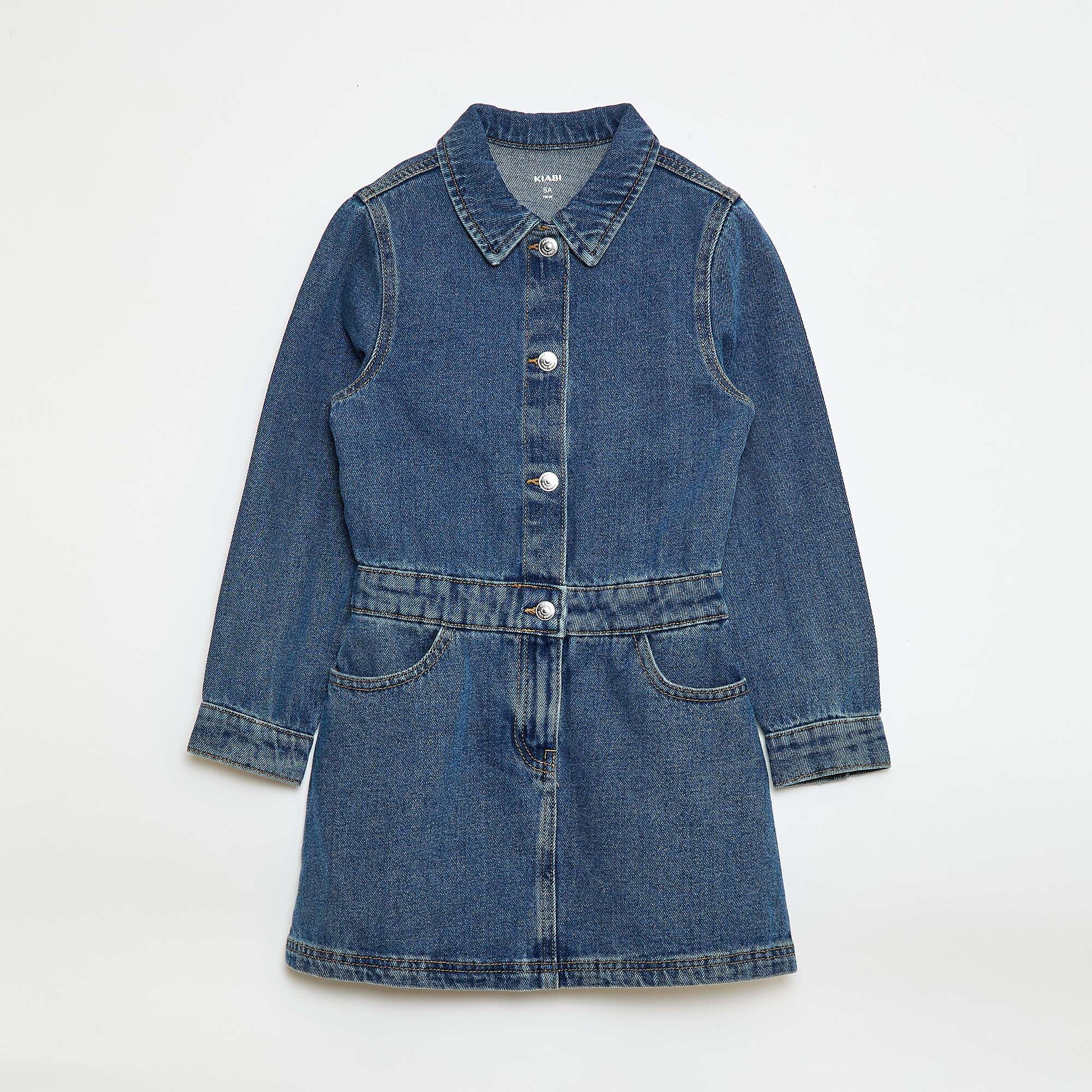 Robe denim avec col chemise BLEU