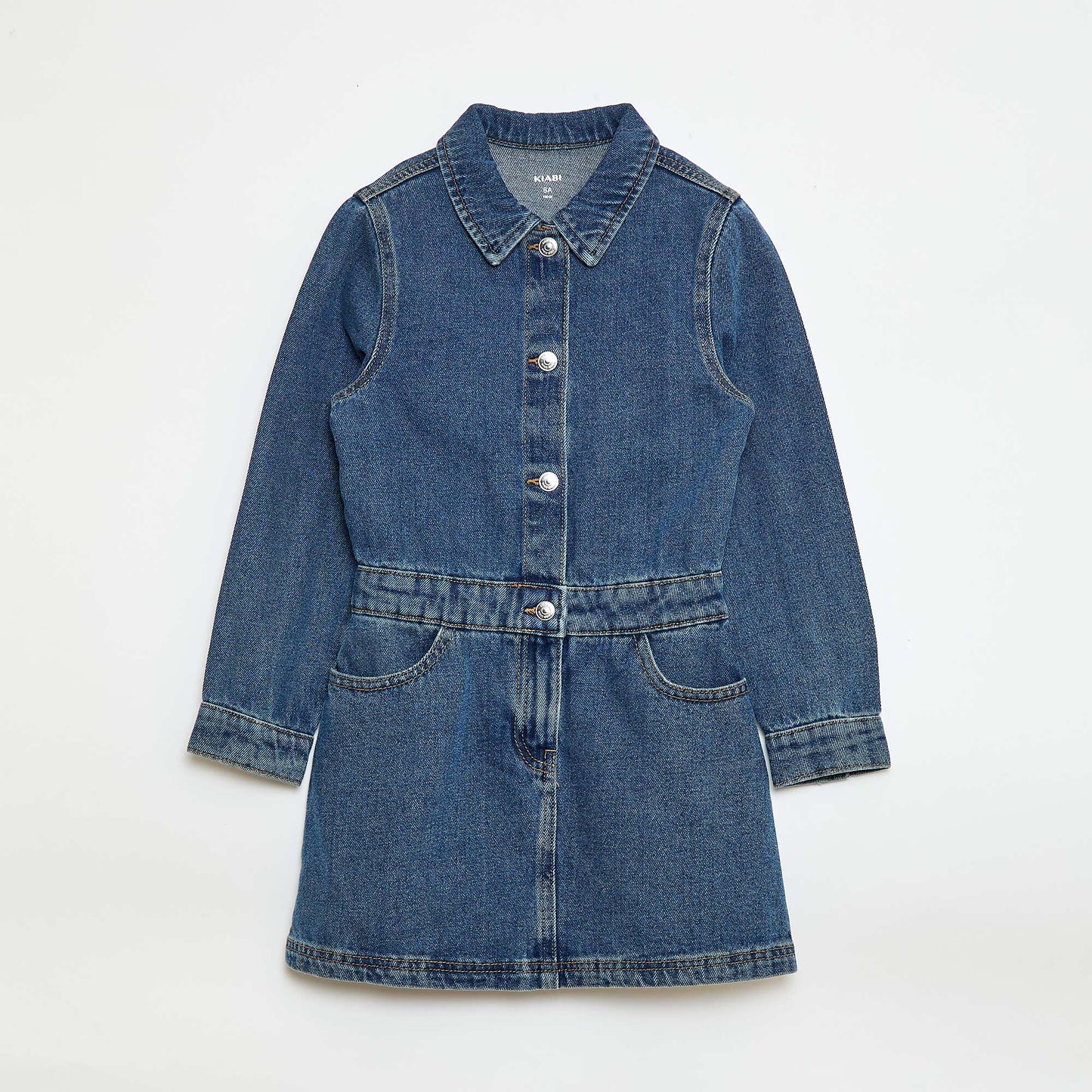 Robe denim avec col chemise BLEU