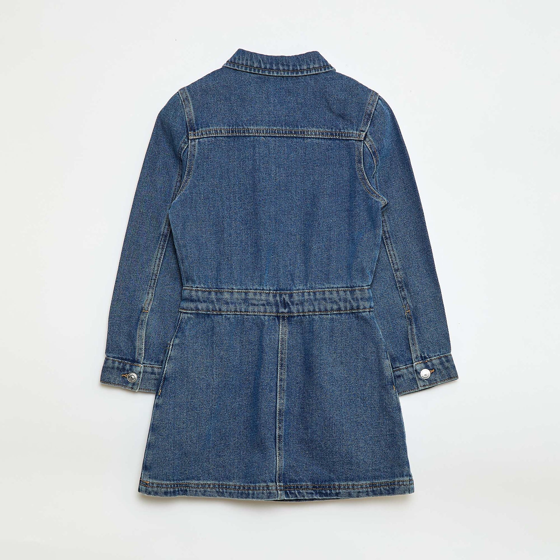 Robe denim avec col chemise BLEU