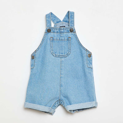 Salopette short en denim BLEU