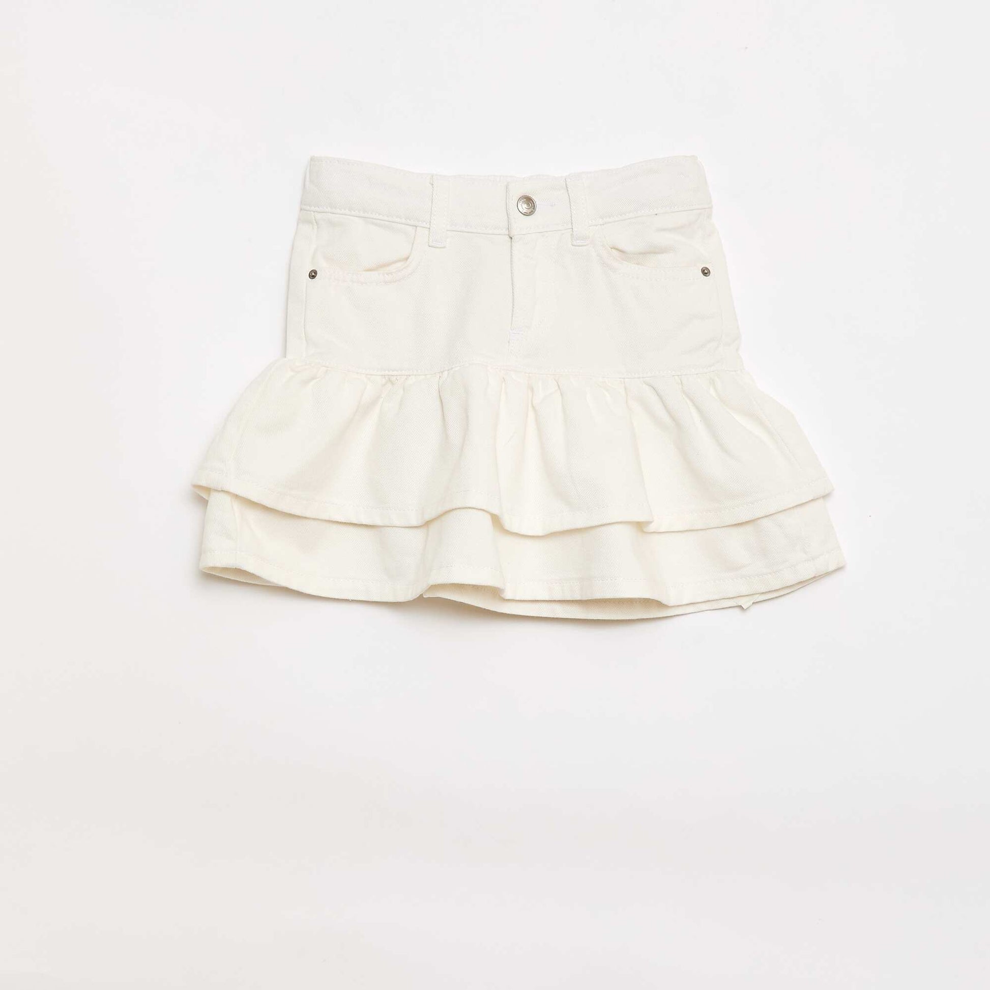 Jupe en denim avec volants BLANC