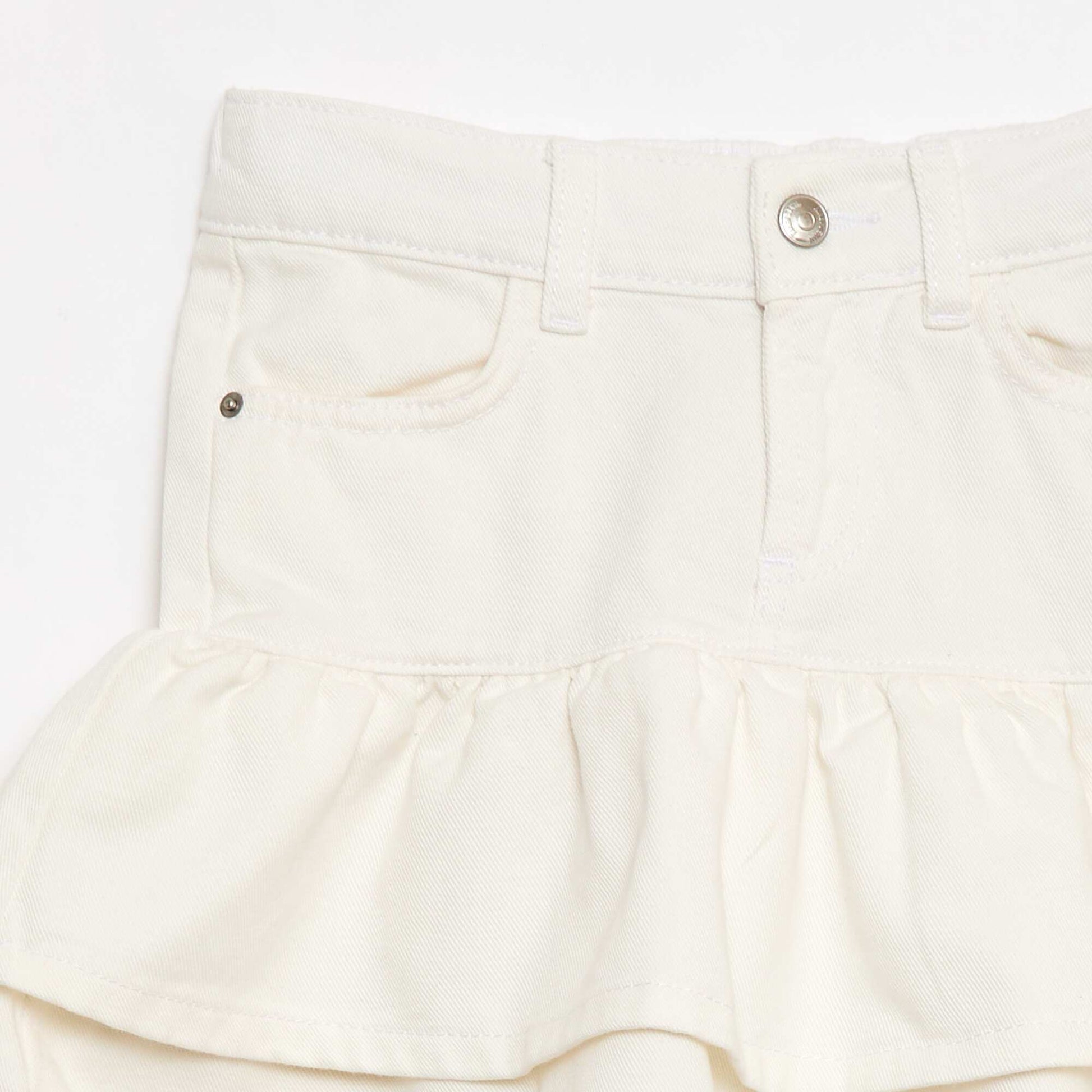 Jupe en denim avec volants BLANC
