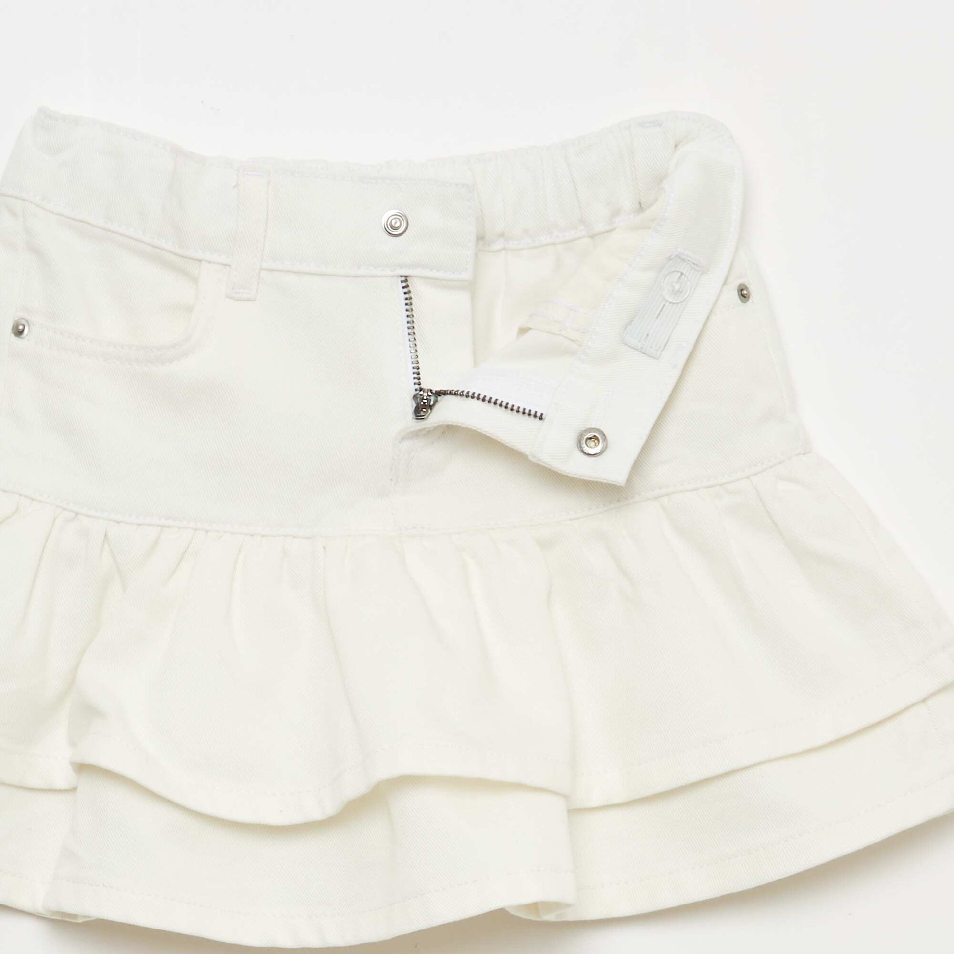 Jupe en denim avec volants BLANC
