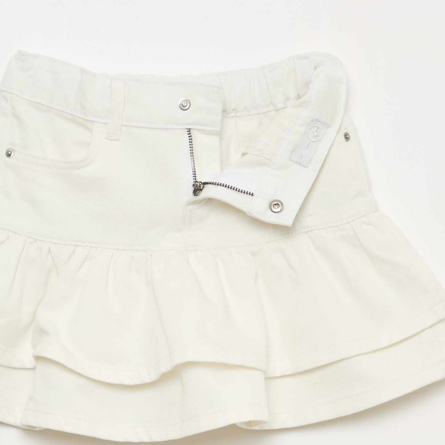 Jupe en denim avec volants BLANC