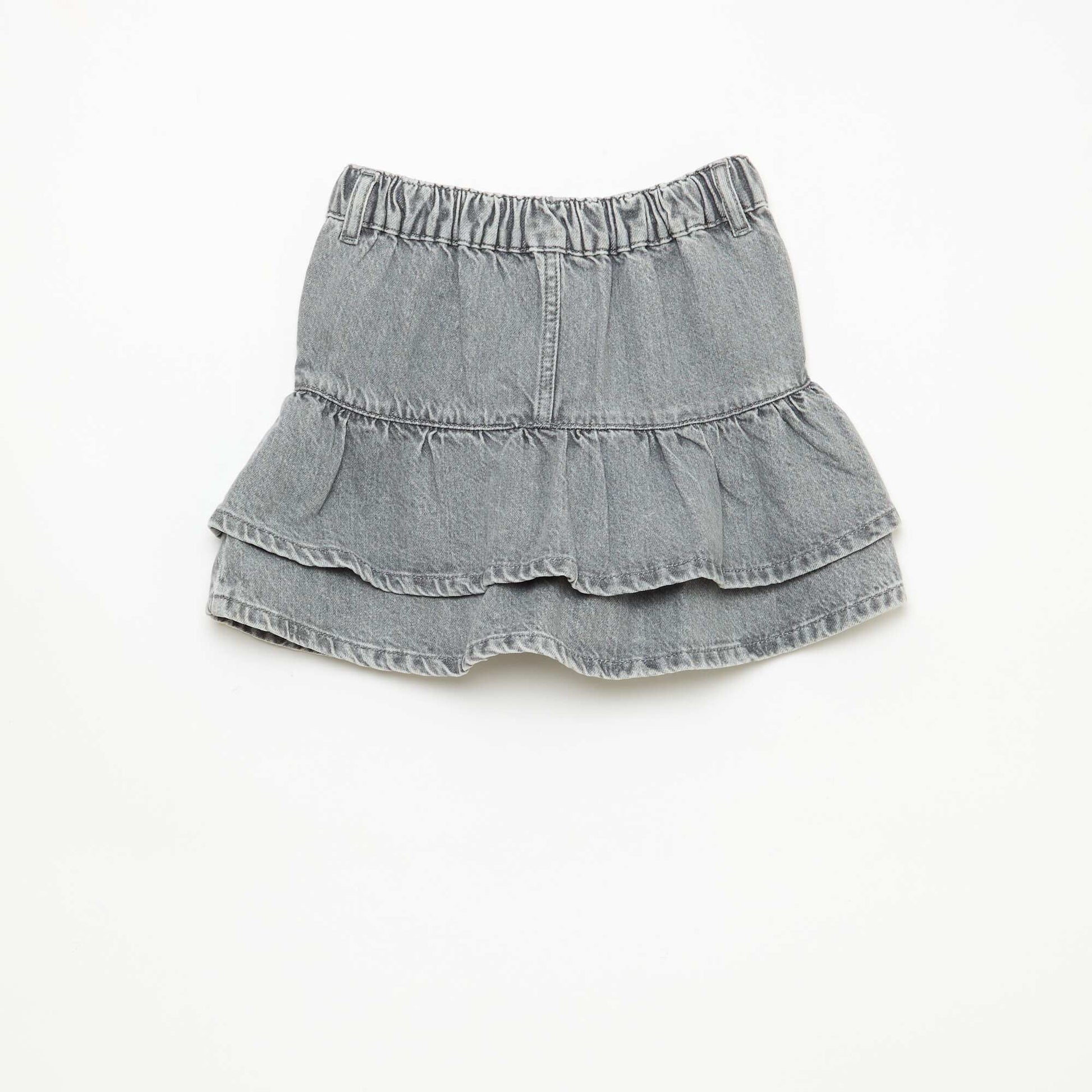 Jupe short en denim avec volants GRIS
