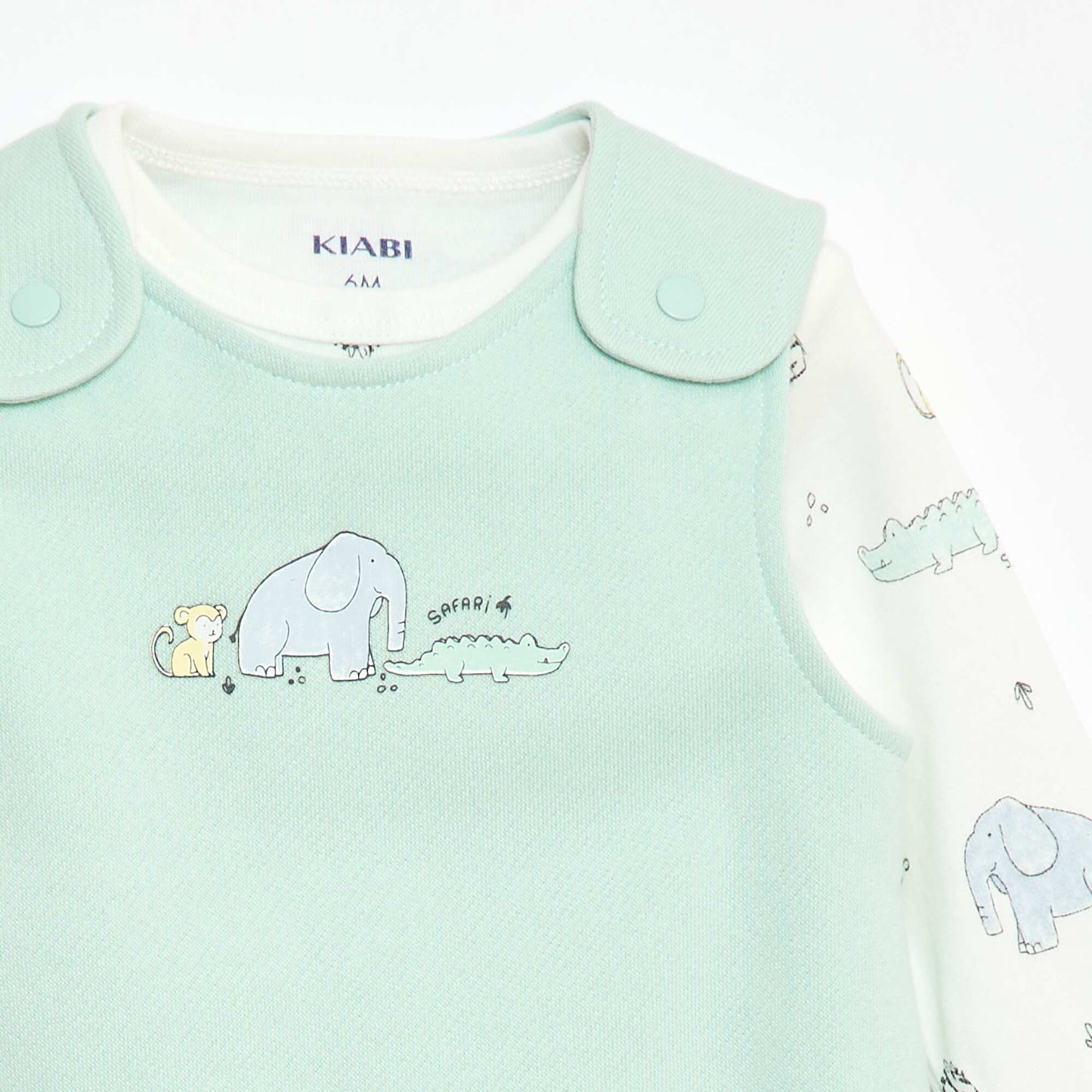 Ensemble body manches longues + salopette avec pieds BLANC