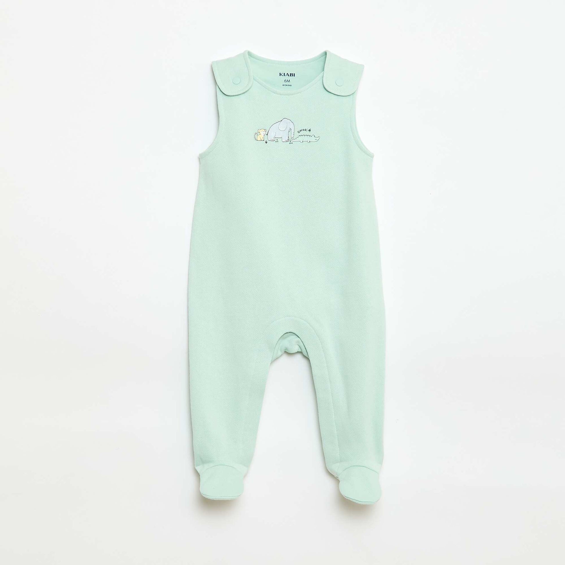 Ensemble body manches longues + salopette avec pieds BLANC