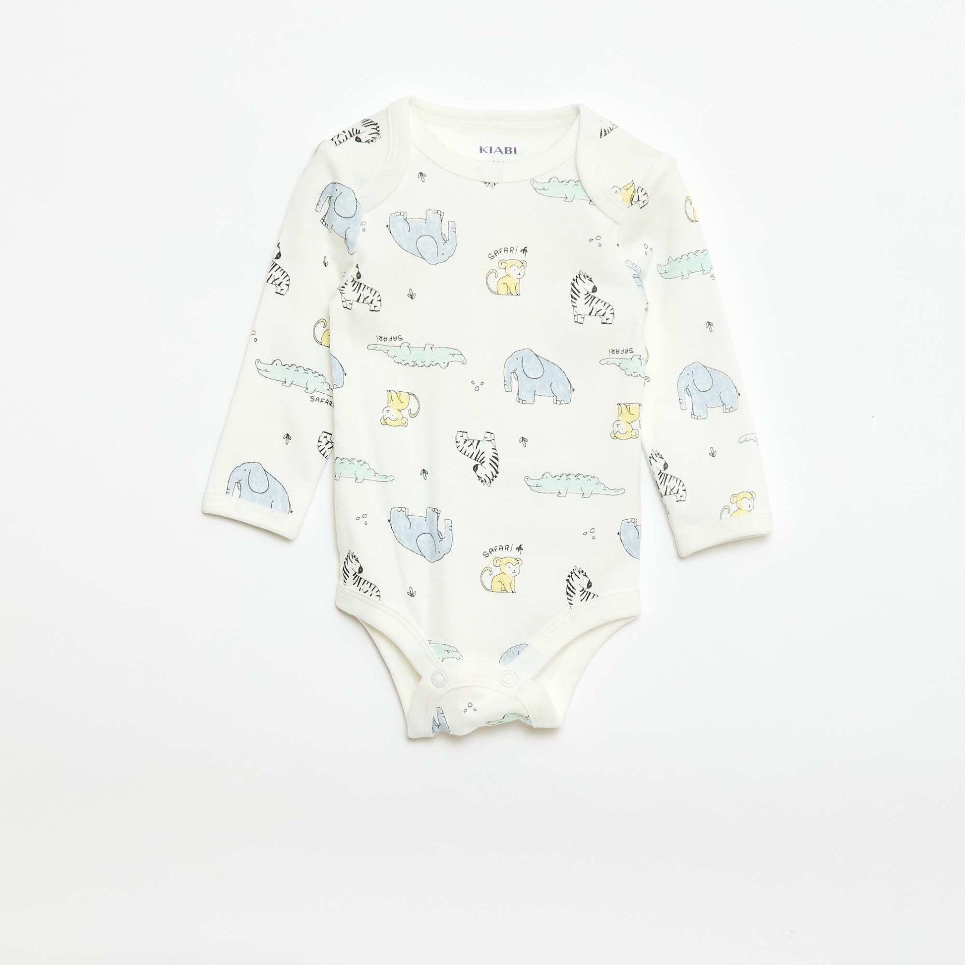 Ensemble body manches longues + salopette avec pieds BLANC