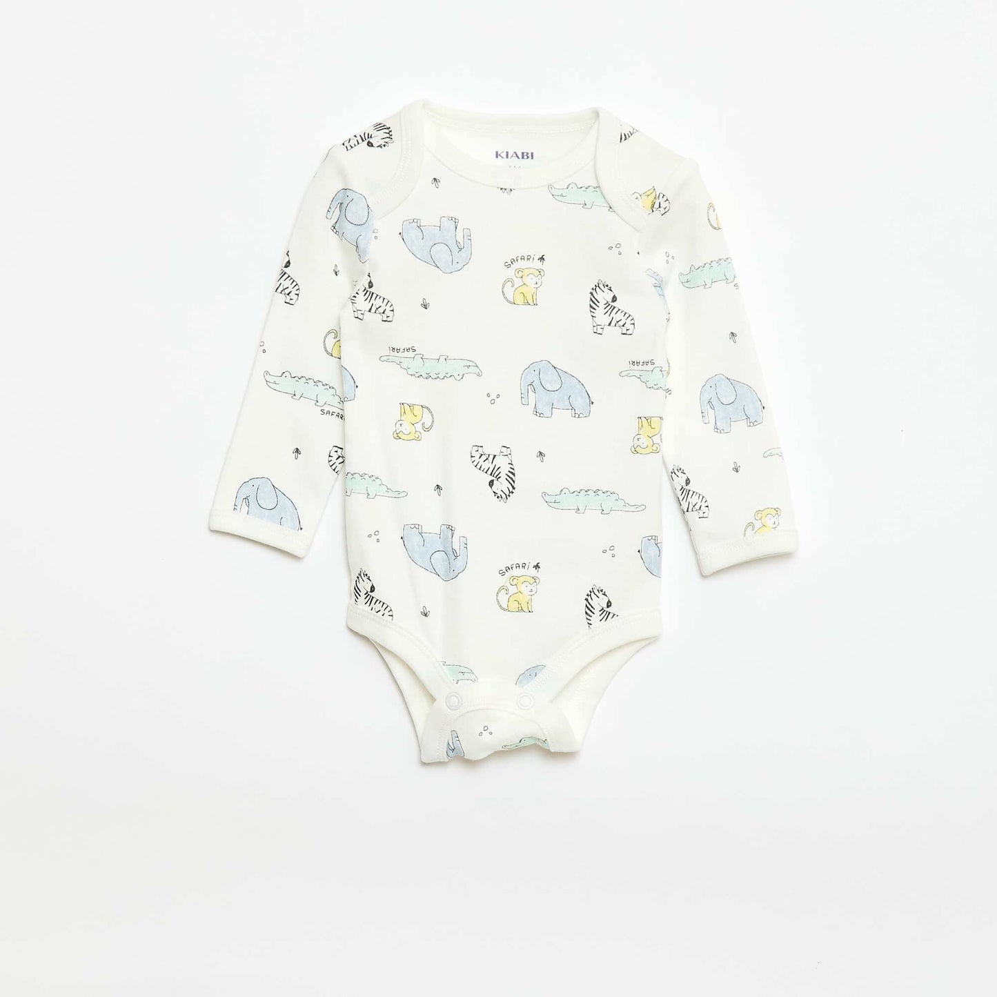 Ensemble body manches longues + salopette avec pieds BLANC