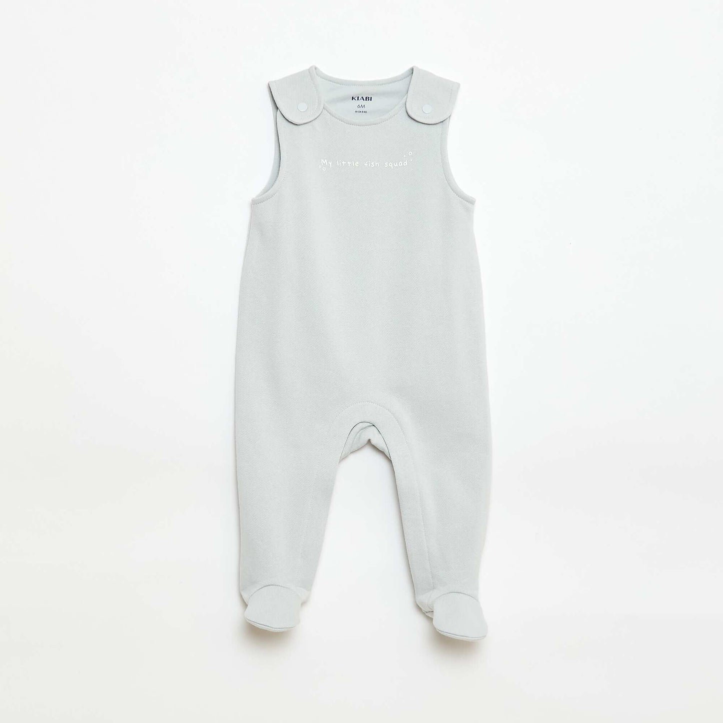 Ensemble body manches longues + salopette avec pieds BLANC