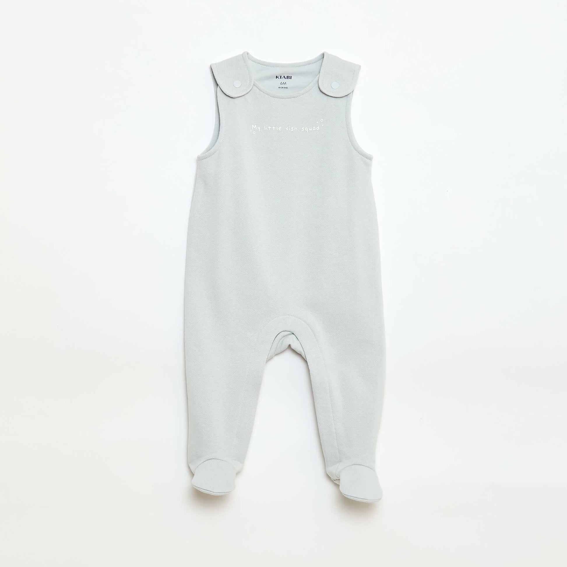 Ensemble body manches longues + salopette avec pieds BLANC